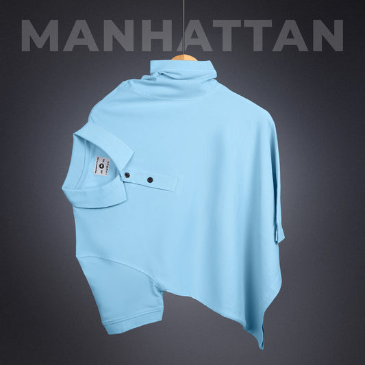 Pure Cotton Polo Plain T Shirts (Sky Blue) Without Pocket