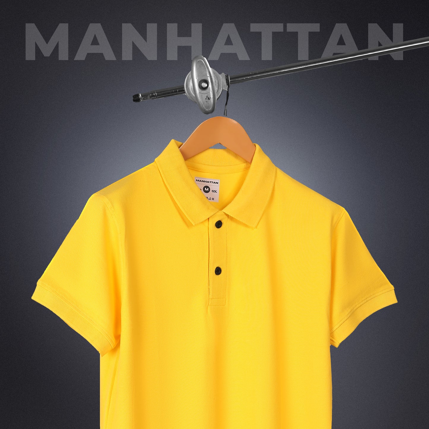 Pure Cotton Polo Plain T Shirts (Golden Yellow) Without Pocket