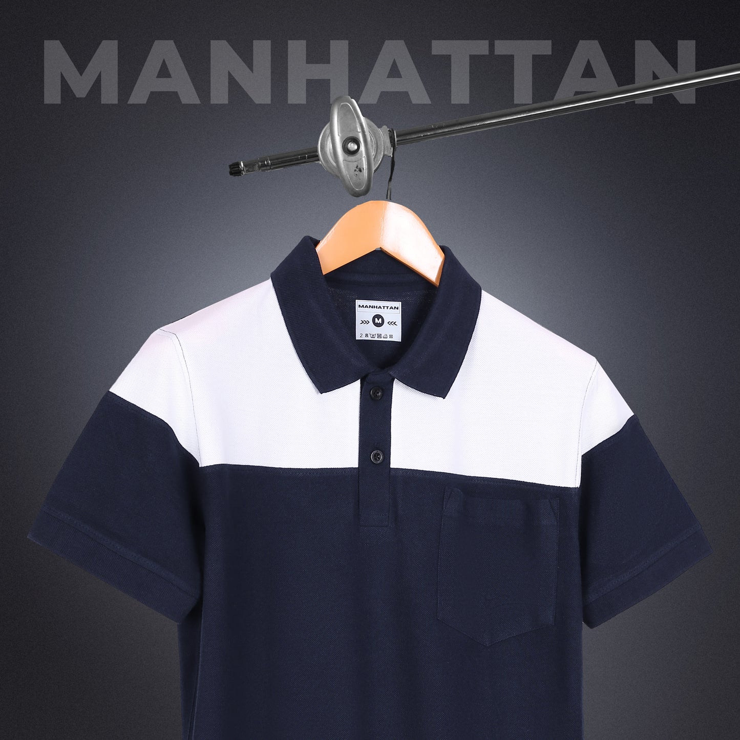Pure Cotton Polo Pocket T Shirts (Navy/White Combo A) Cut & Sew