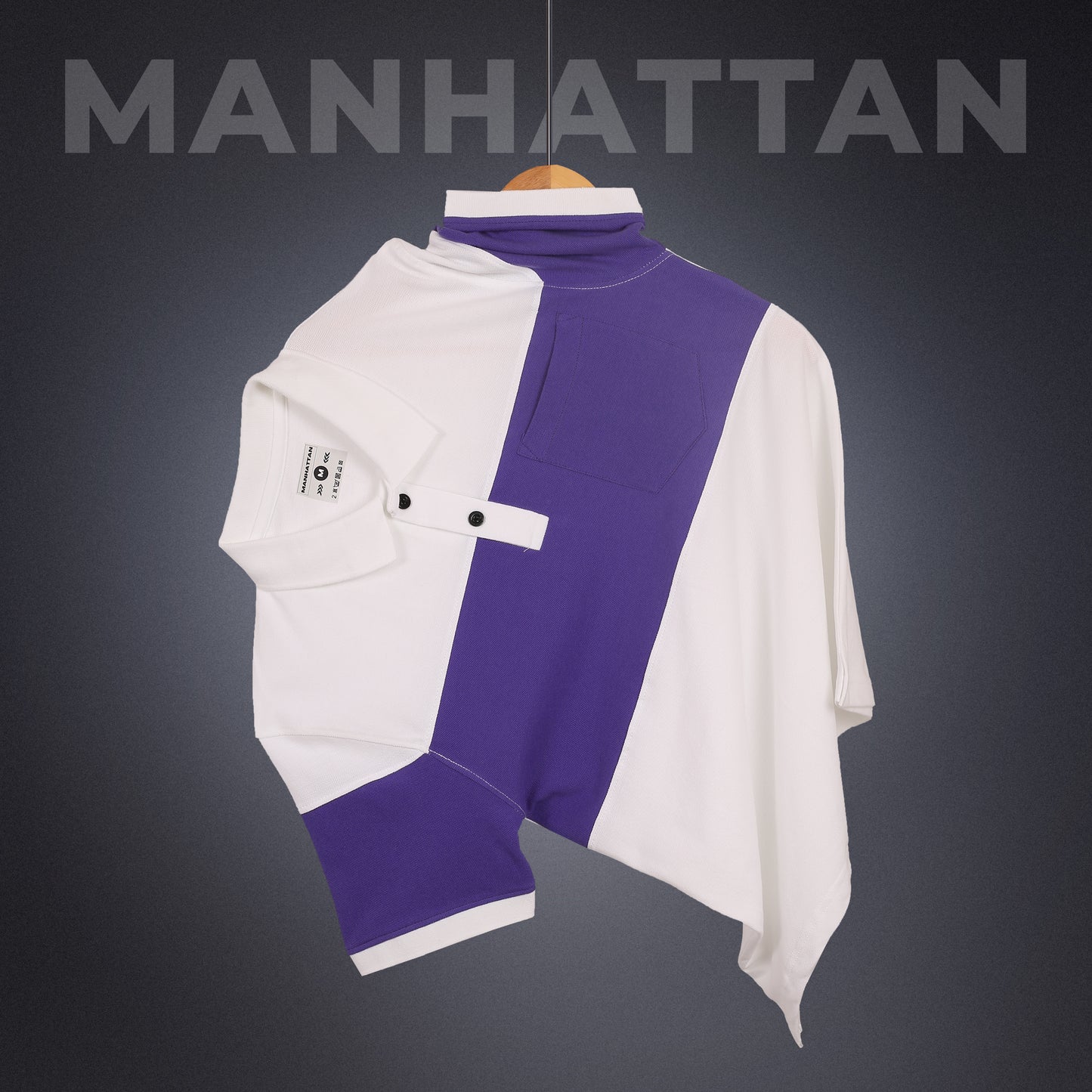 Pure Cotton Polo Pocket T shirts (White/Blue) Cut & Sew