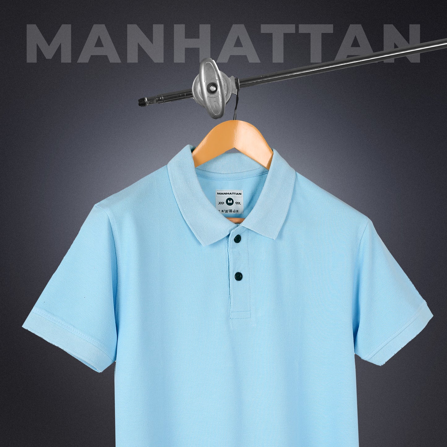 Pure Cotton Polo Plain T Shirts (Sky Blue) Without Pocket