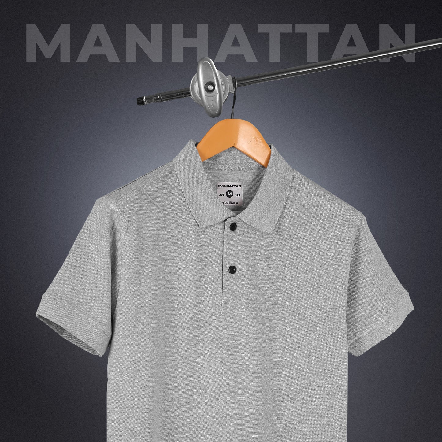 Rich in Cotton Polo Plain T Shirts (Grey Melange) Without Pocket