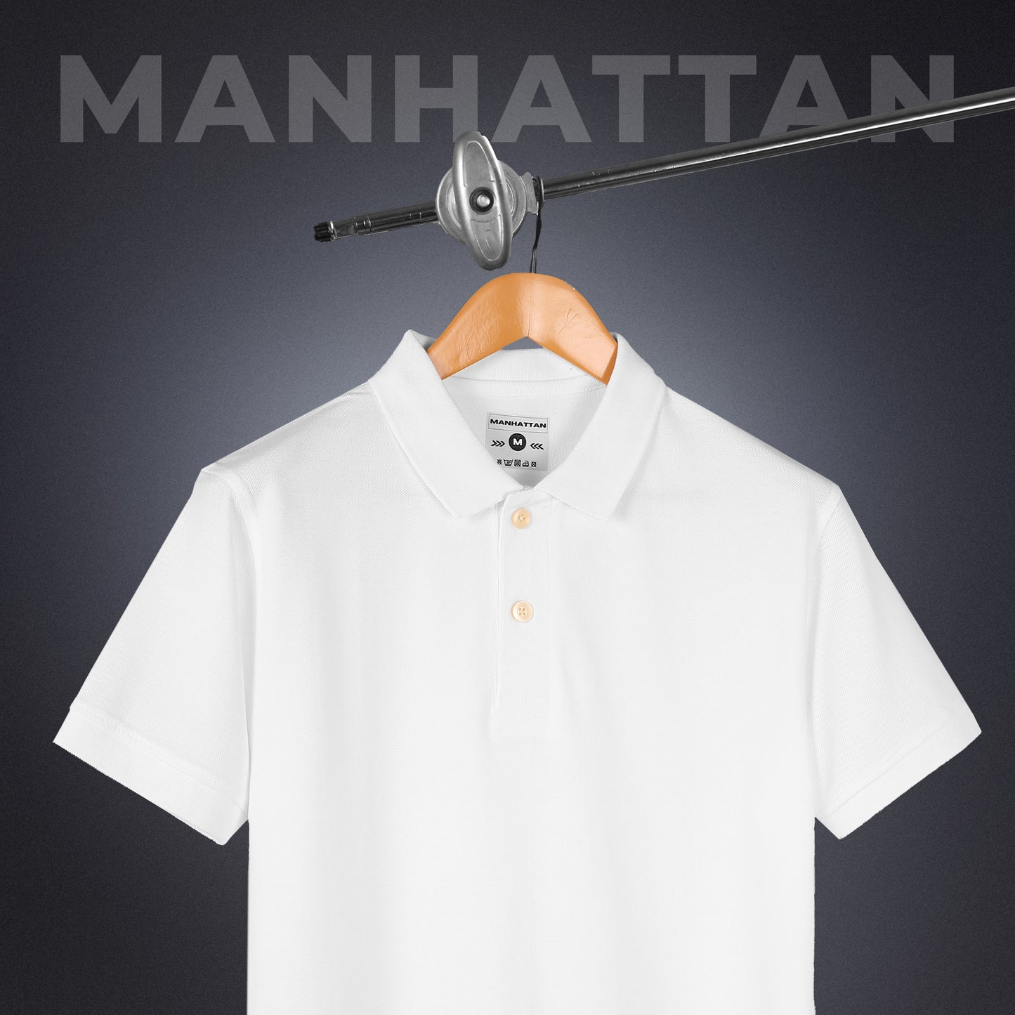 Pure Cotton Polo Plain T Shirts (White) Without Pocket