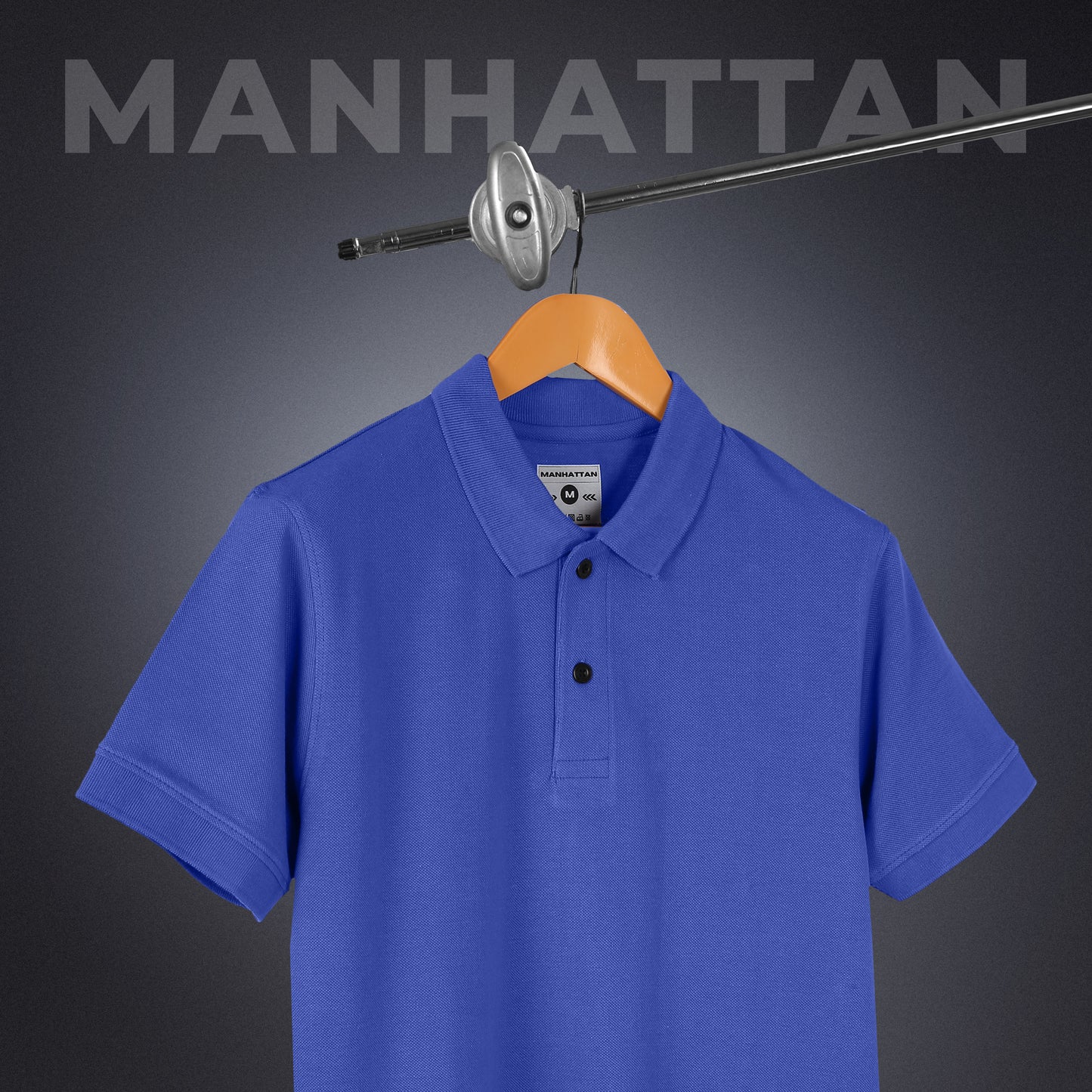 Pure Cotton Polo Plain T Shirts (Cobalt Blue) Without Pocket