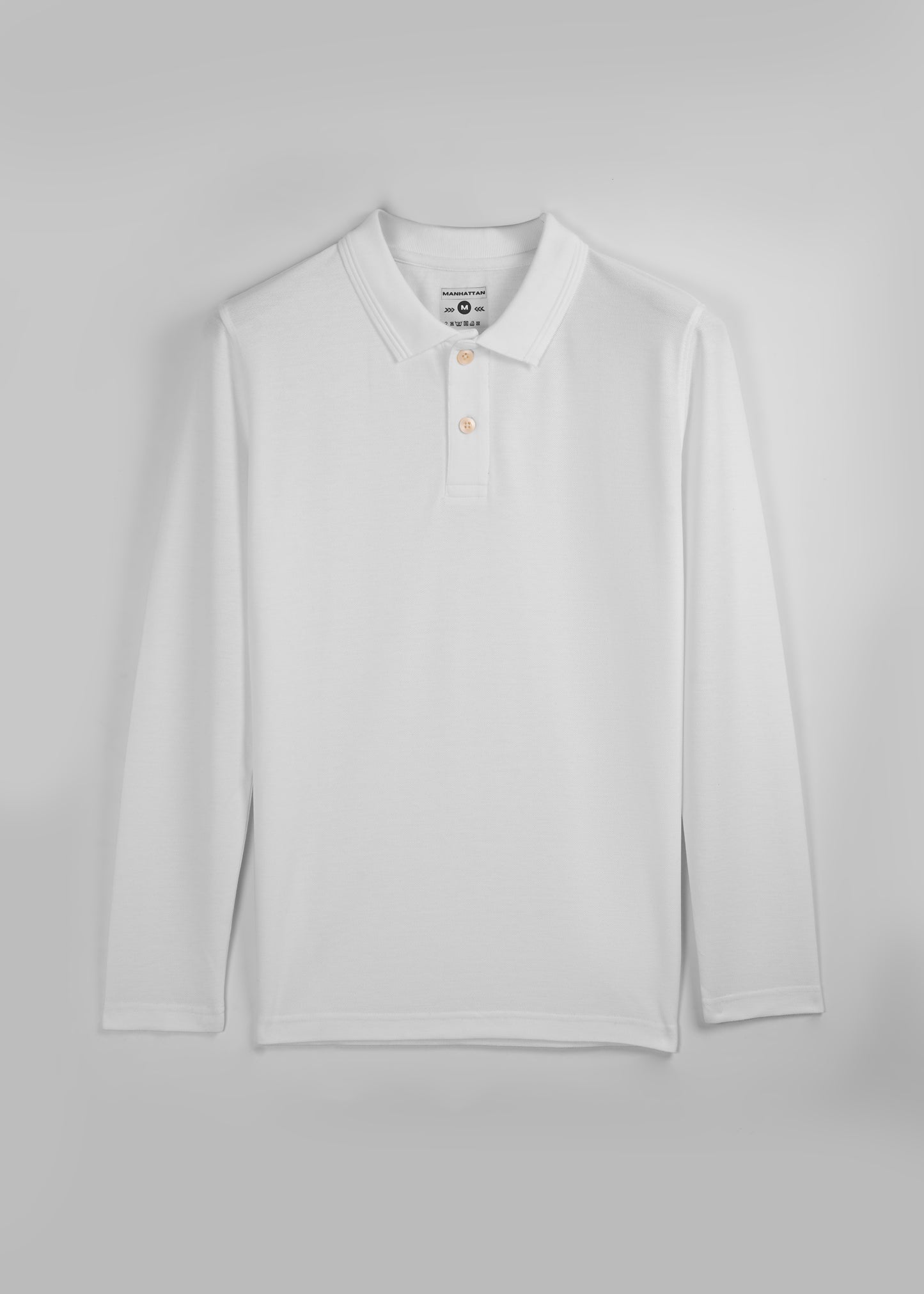 Polo Full Sleeve Unisex White Without Pocket