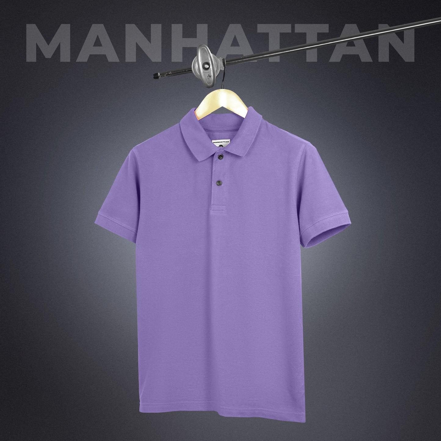 Pure Cotton Polo Plain T Shirts (Lavender) Without Pocket
