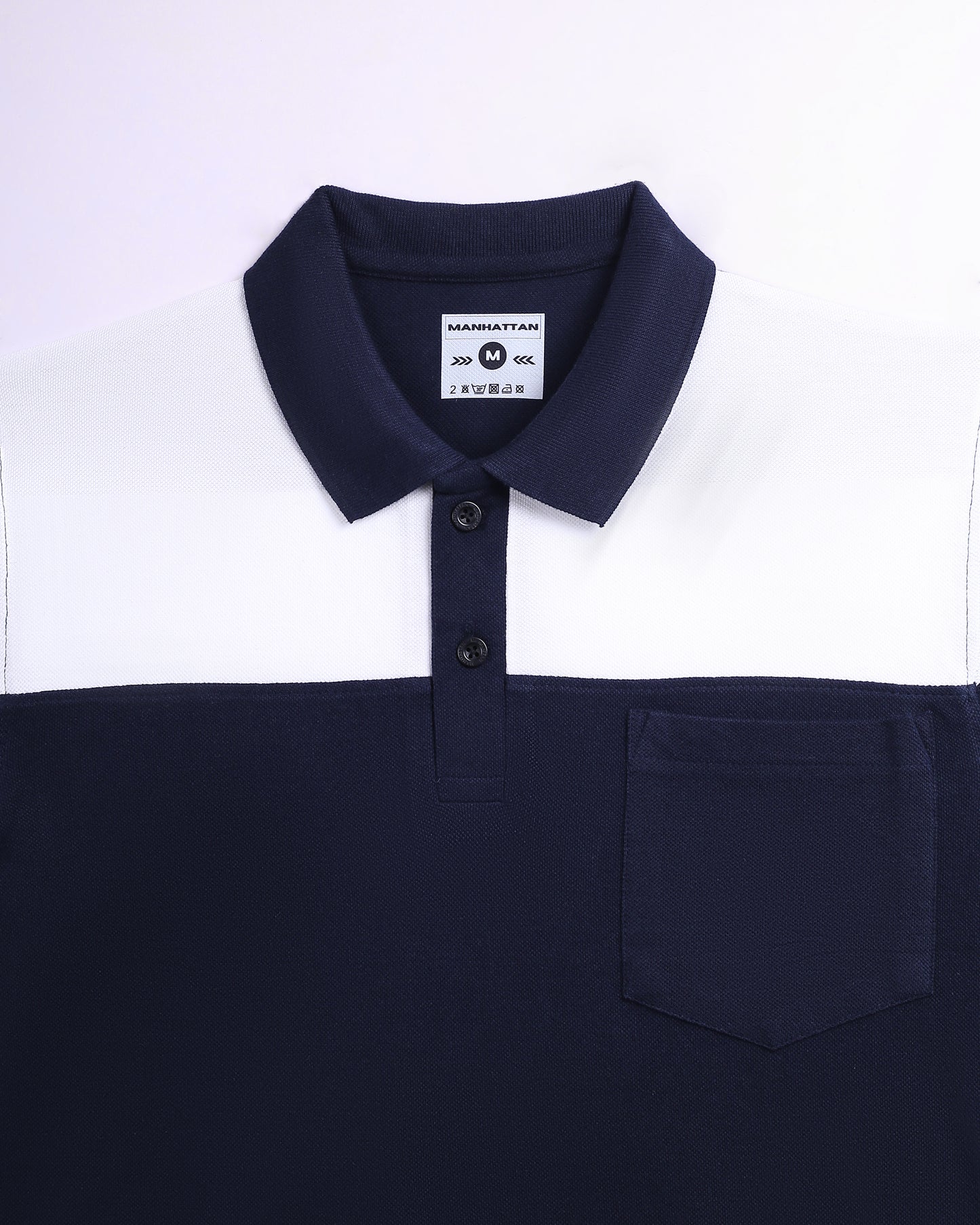 Pure Cotton Polo Pocket T Shirts (Navy/White Combo A) Cut & Sew