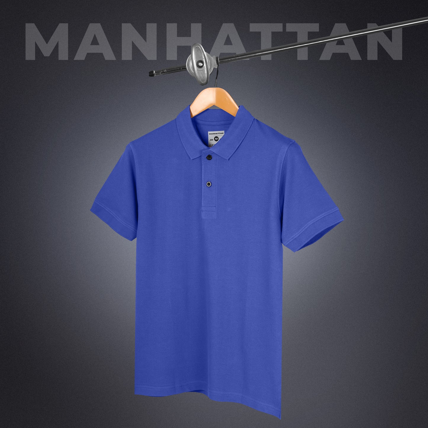 Pure Cotton Polo Plain T Shirts (Cobalt Blue) Without Pocket
