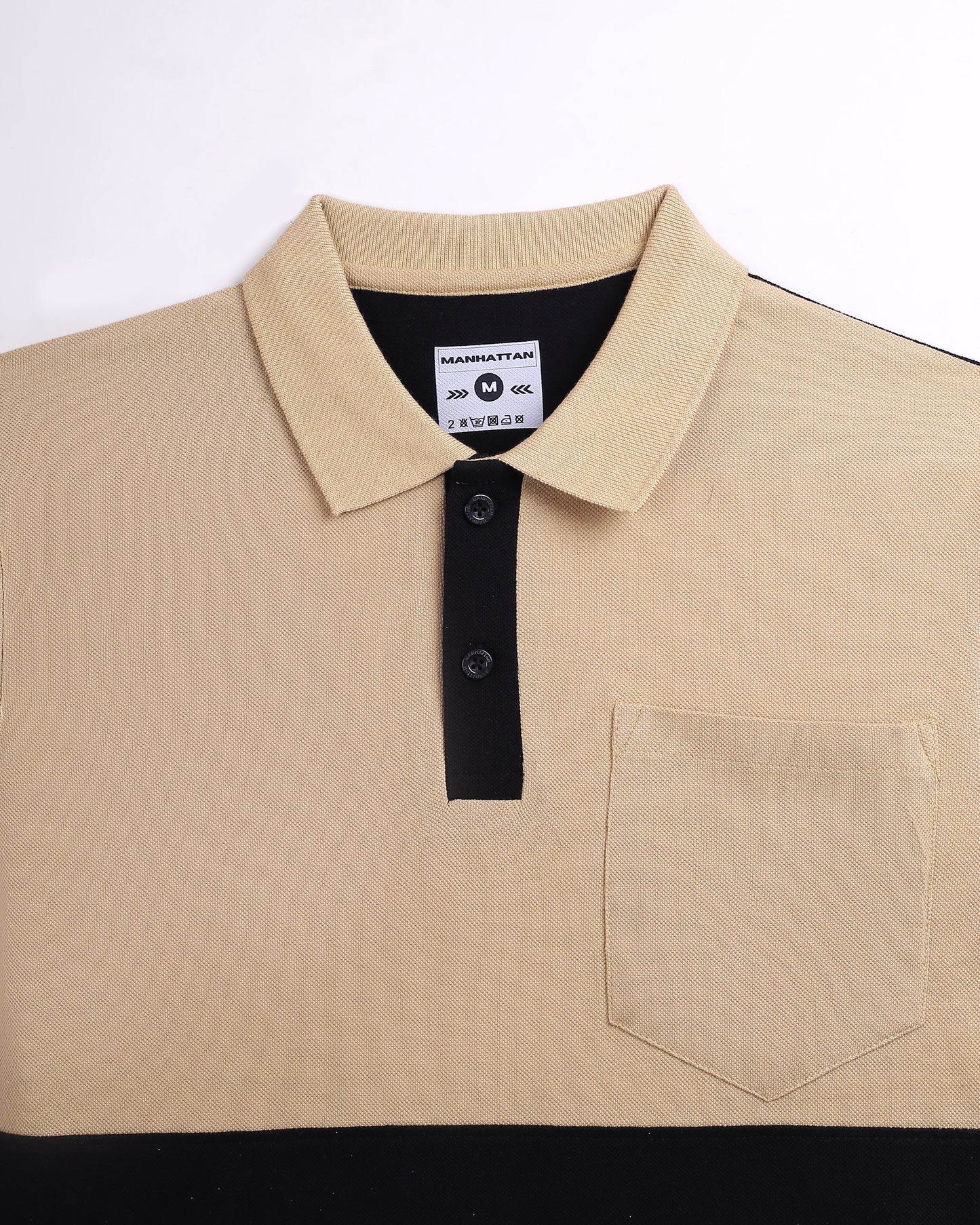 Pure Cotton Polo Pocket T Shirts (Beach/Black Combo A) Cut & Sew