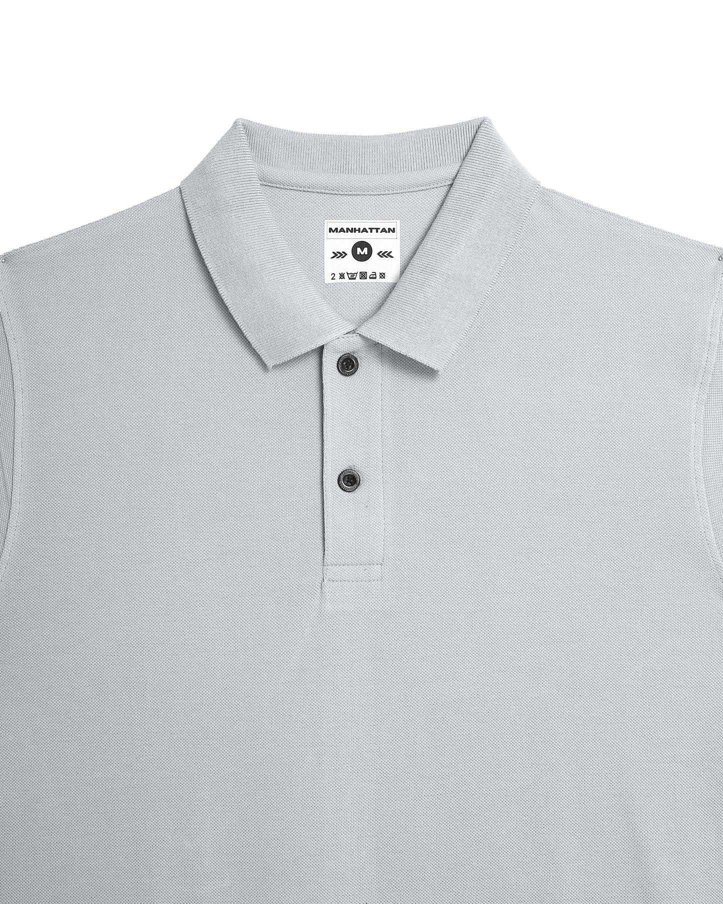 Pure Cotton Polo Plain T Shirts (Pearl Grey) Without Pocket