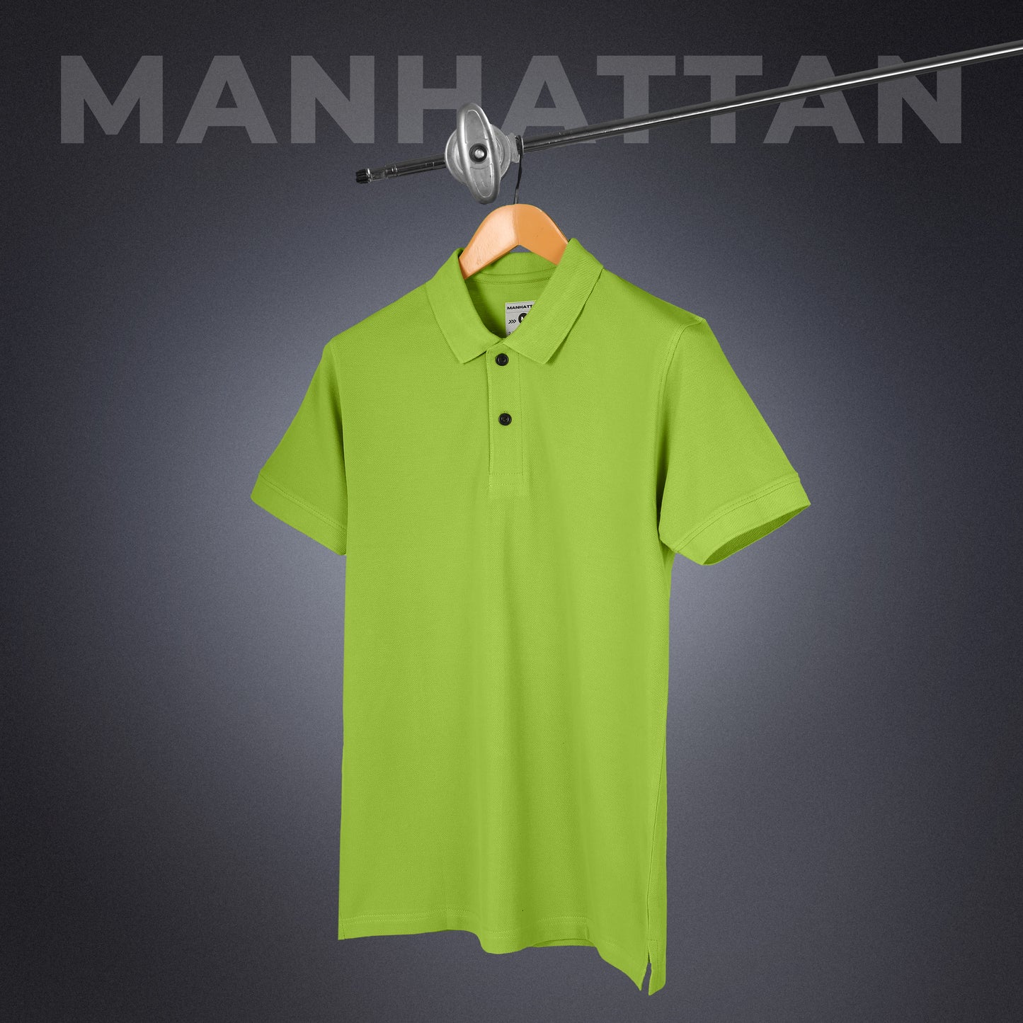 Pure Cotton Polo Plain T Shirts (Apple Green) Without Pocket