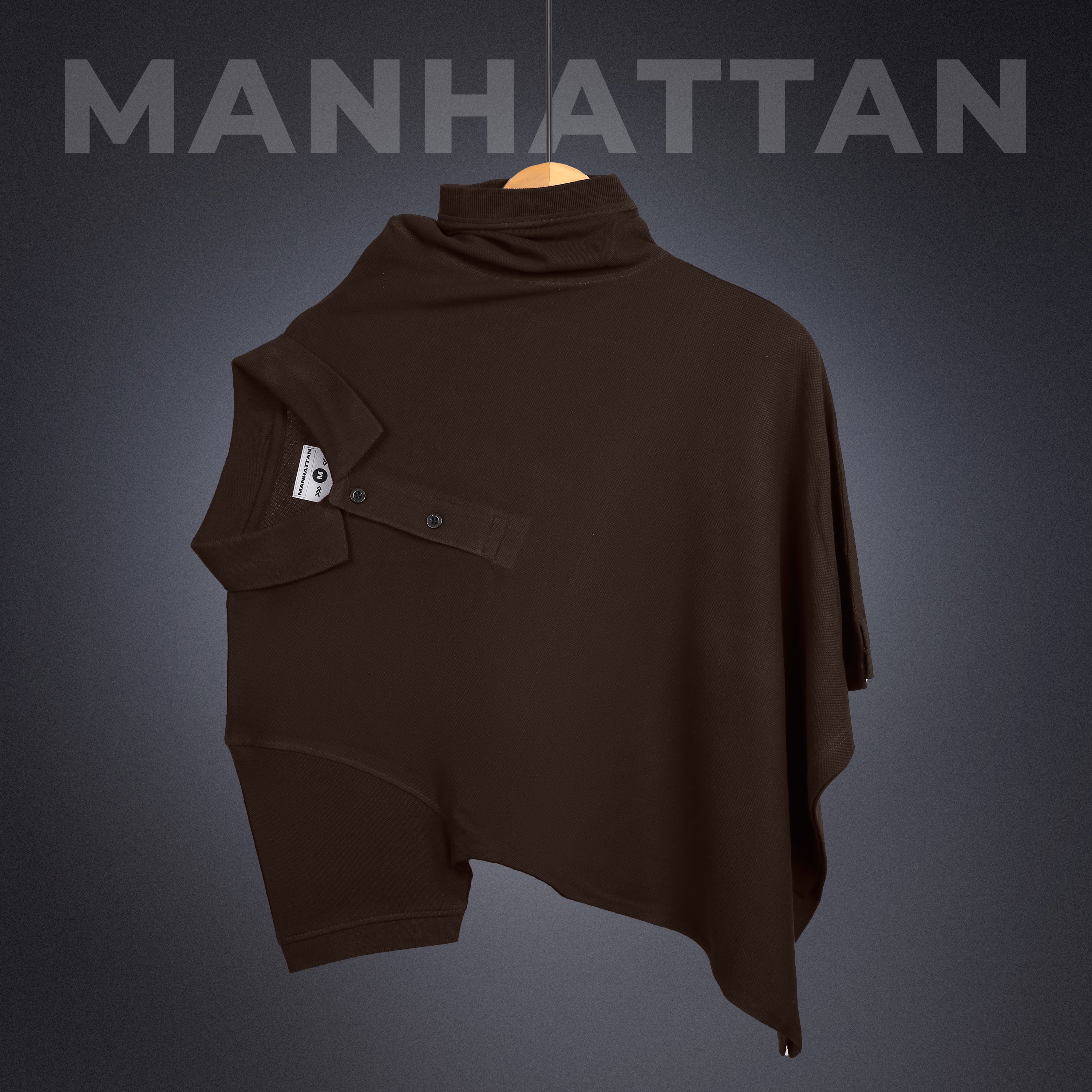 Pure Cotton Polo Plain T Shirt (Coffee Brown, 40 L)