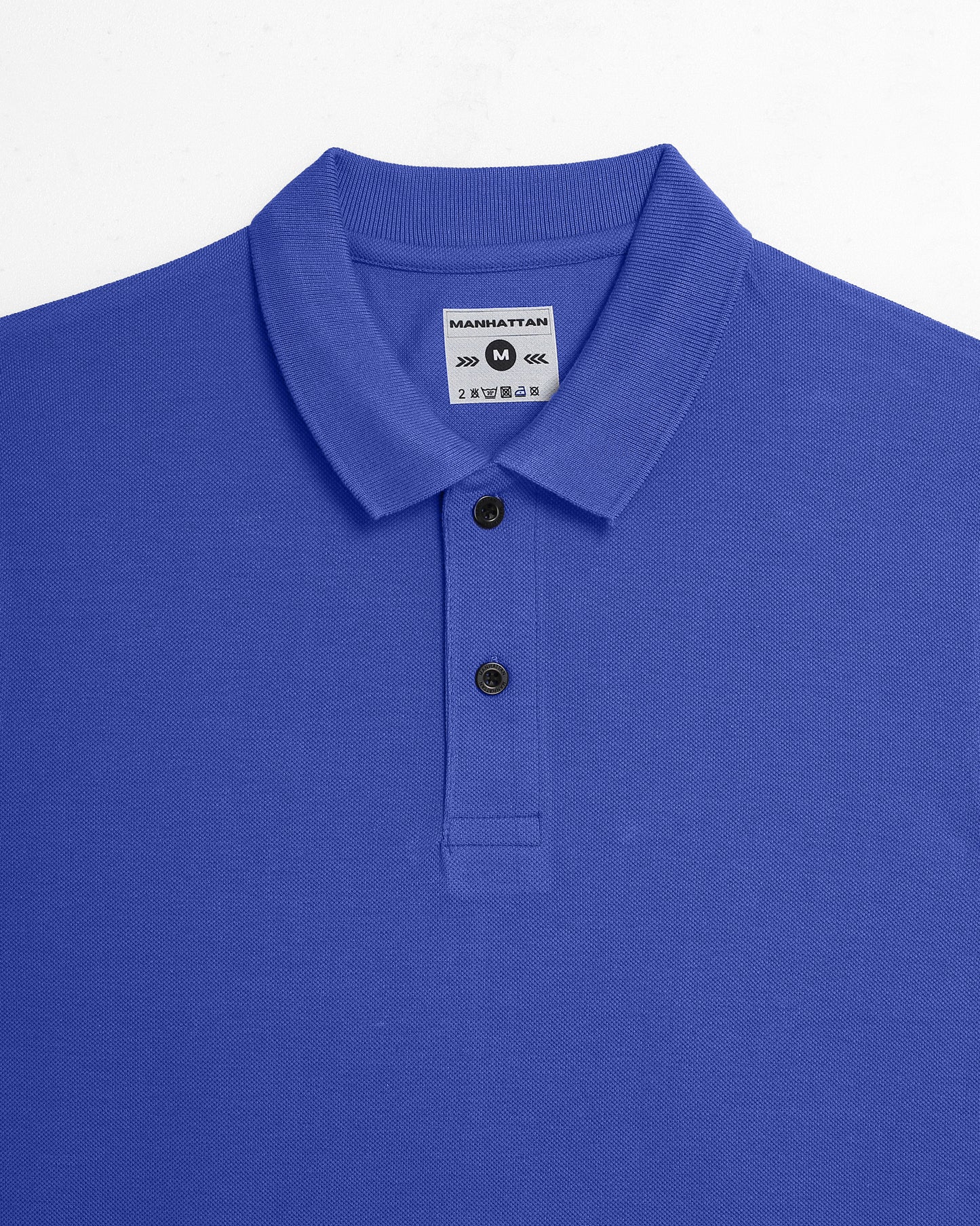 Pure Cotton Polo Plain T Shirts (Cobalt Blue) Without Pocket