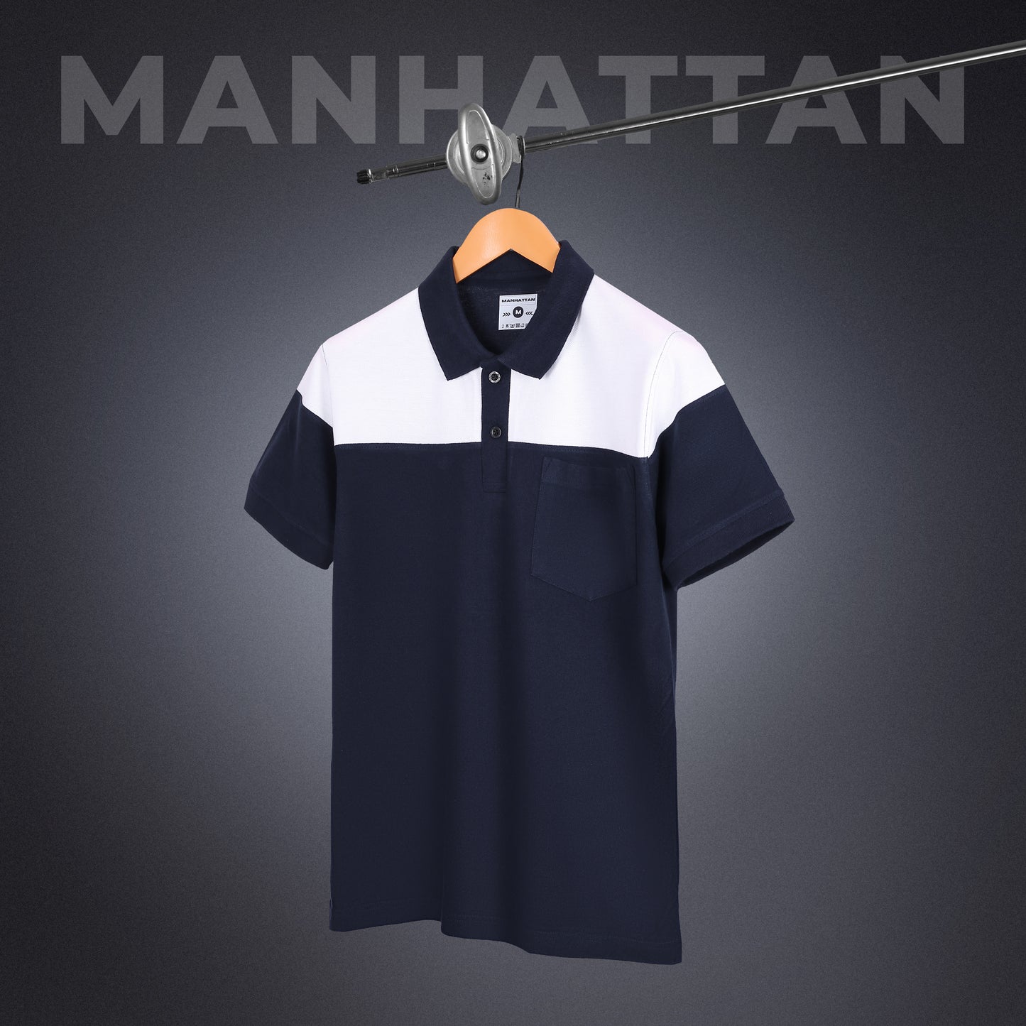 Pure Cotton Polo Pocket T Shirts (Navy/White Combo A) Cut & Sew