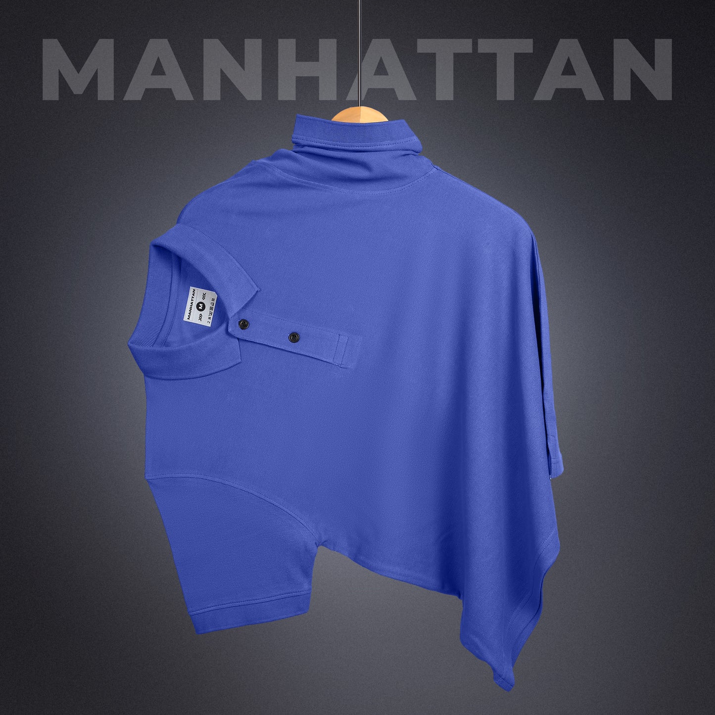 Pure Cotton Polo Plain T Shirts (Cobalt Blue) Without Pocket