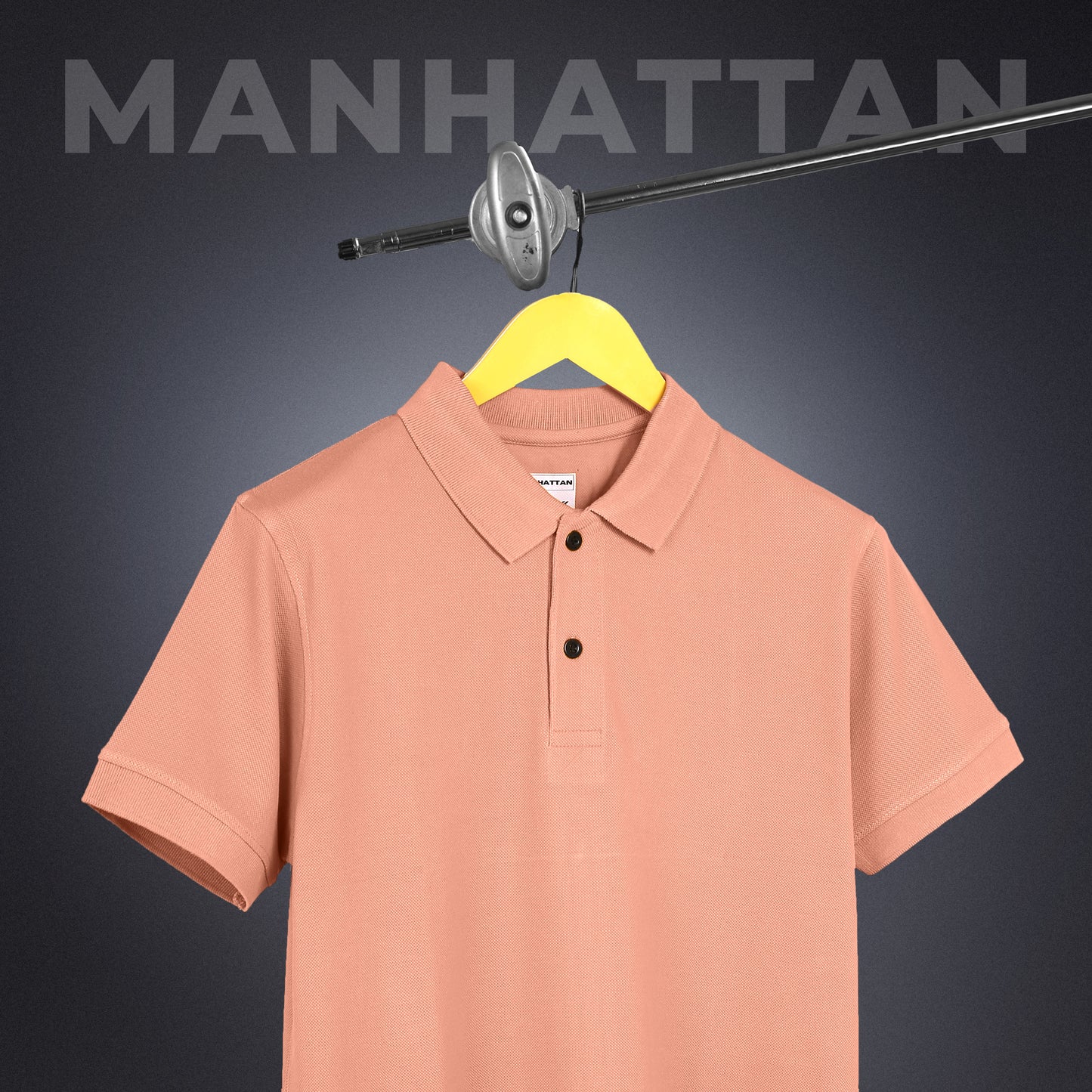 Pure Cotton Polo Plain T Shirts (Light Orange) Without Pocket