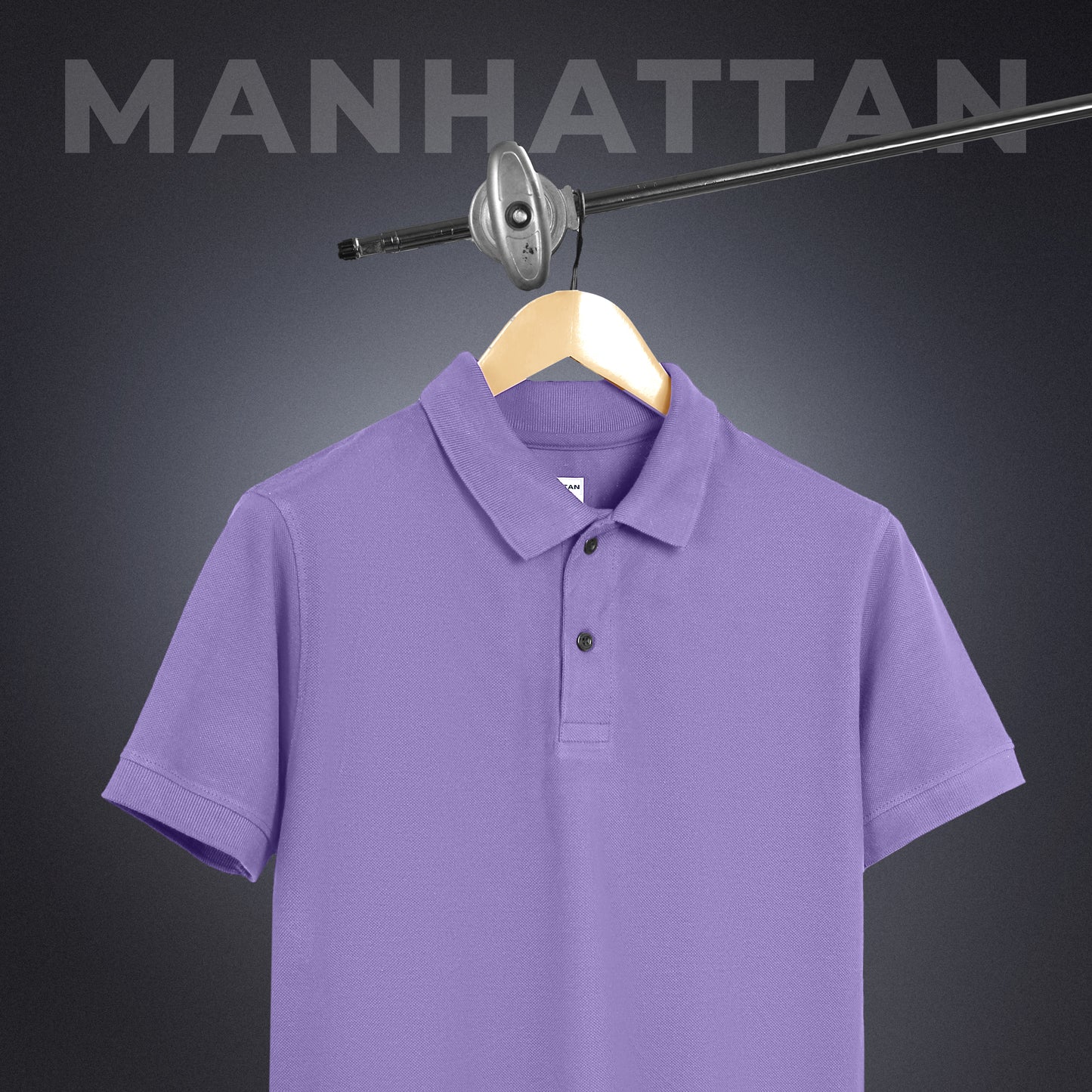 Pure Cotton Polo Plain T Shirts (Lavender) Without Pocket
