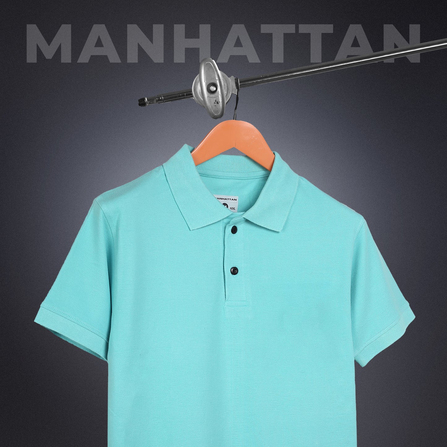 Pure Cotton Polo Plain T Shirts (Mint Blue) Without Pocket