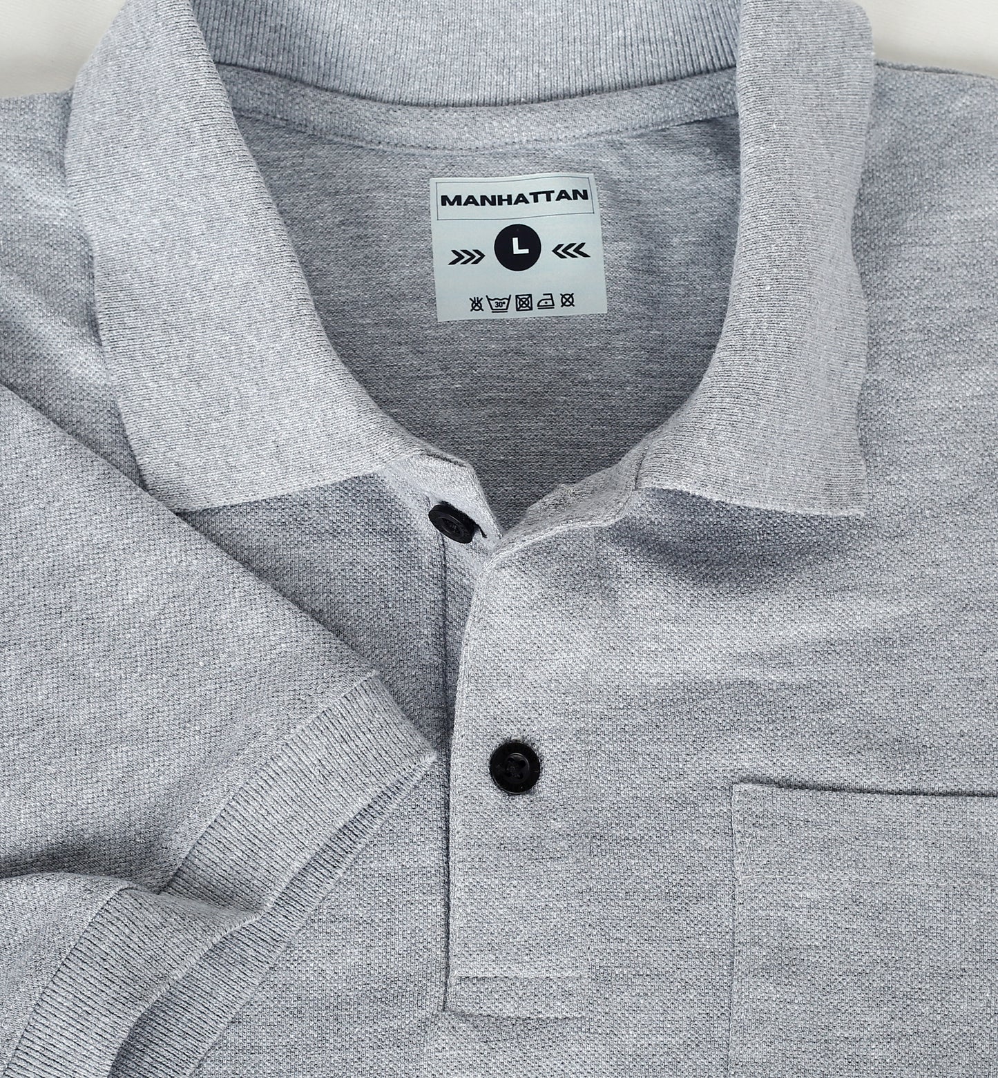 Rich in Cotton Polo Pocket T Shirt (Silver Grey)