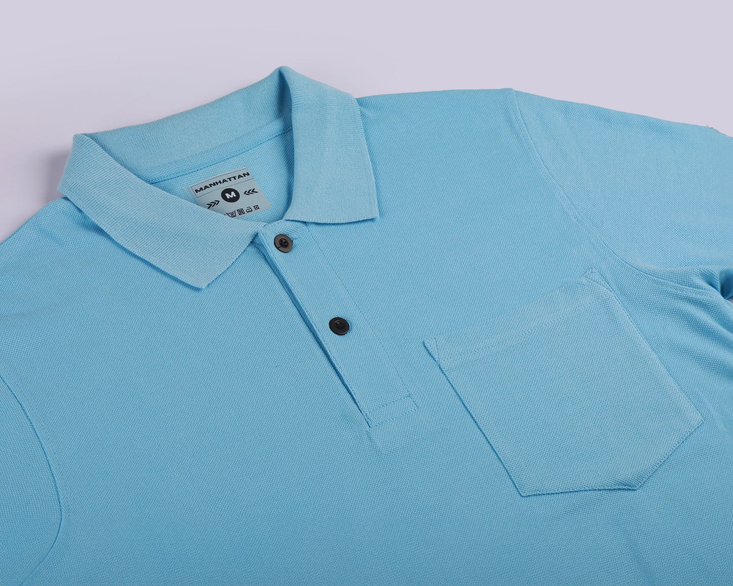 Pure Cotton Polo Pocket T Shirts (Sky Blue)