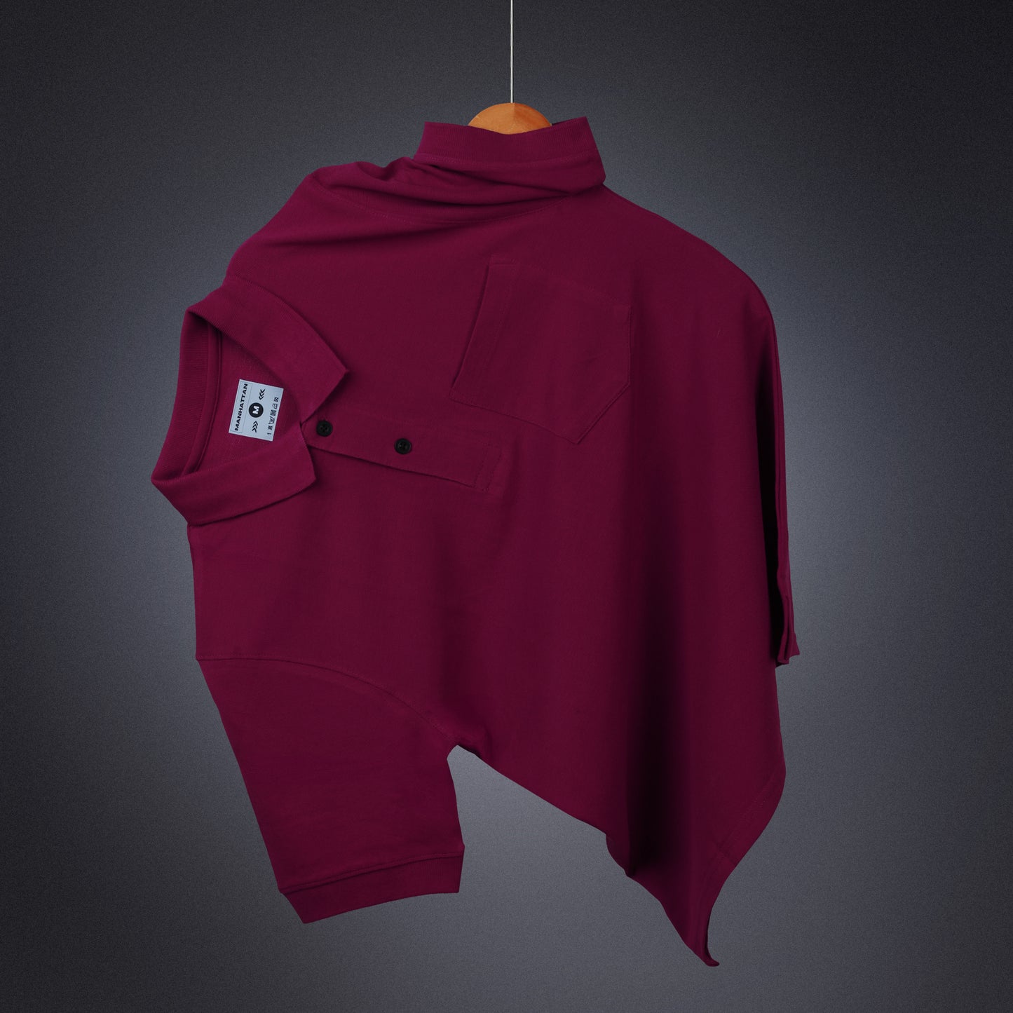 Pure Cotton Polo Pocket T Shirts (Wine Red)
