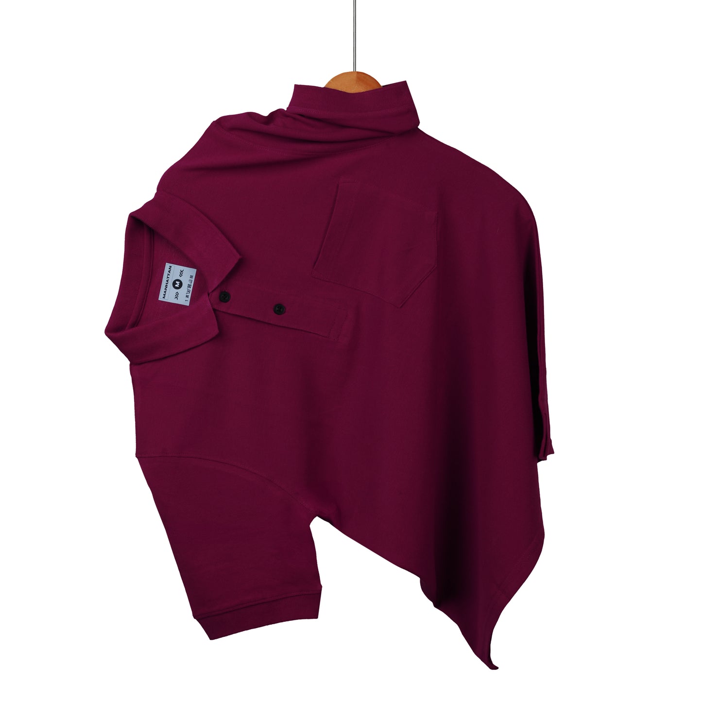 Pure Cotton Polo Pocket T Shirts (Wine Red)