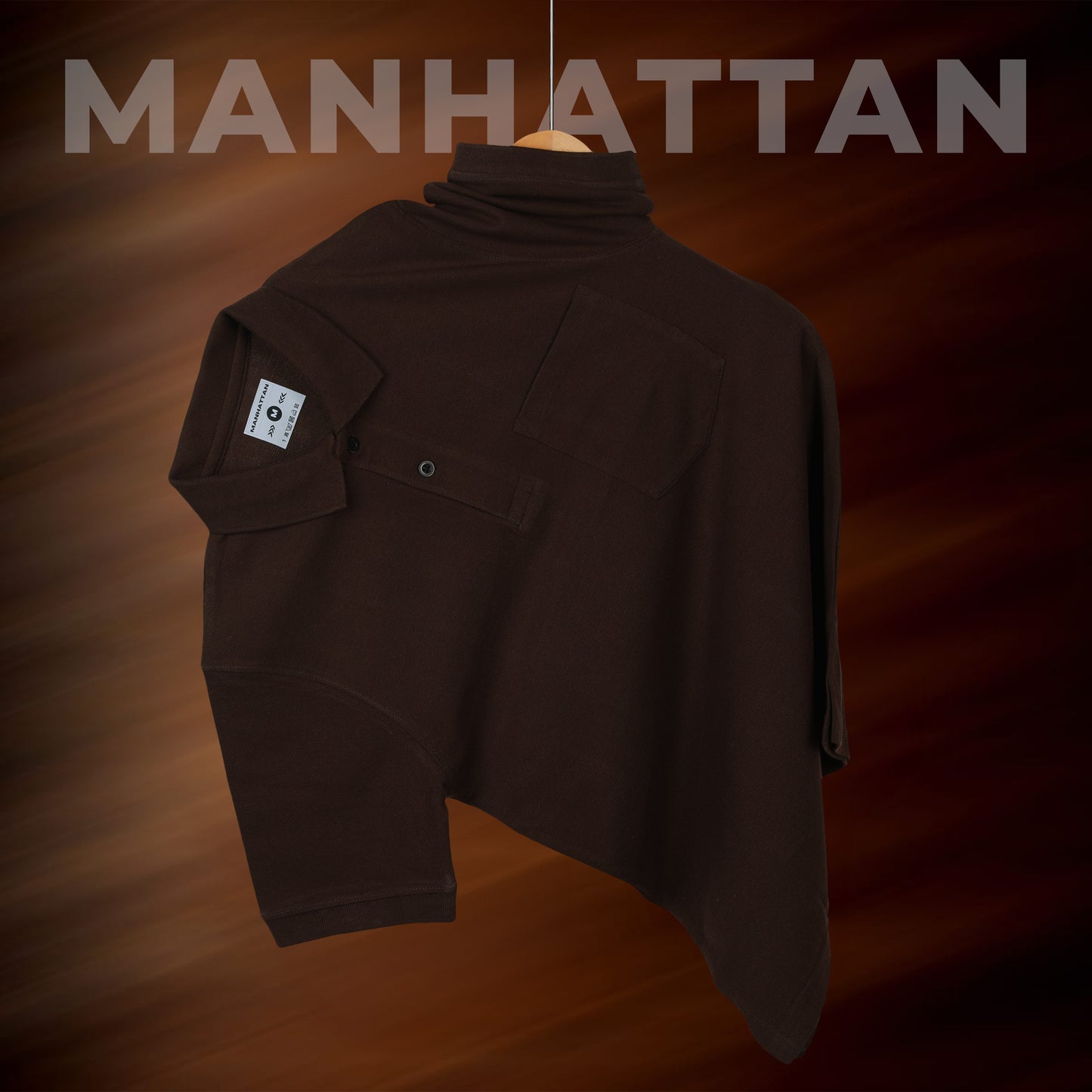 Pure Cotton Polo Pocket T Shirt (Coffee Brown)