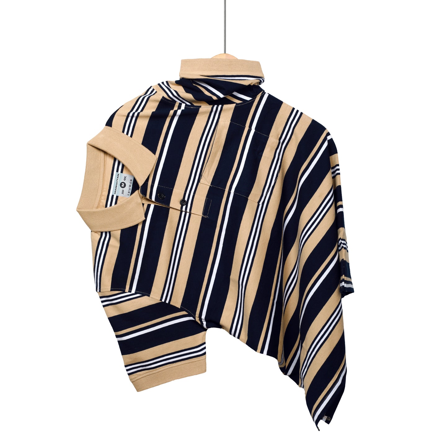 Premium Cotton Multi Striped Polo Pocket (Beach/Navy Stripes)