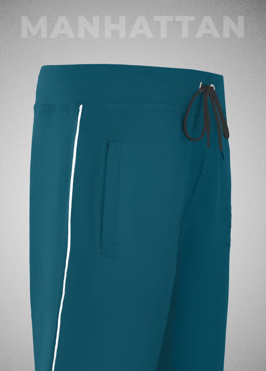 Premium Cotton Teal Blue Track Pant Regular Fit