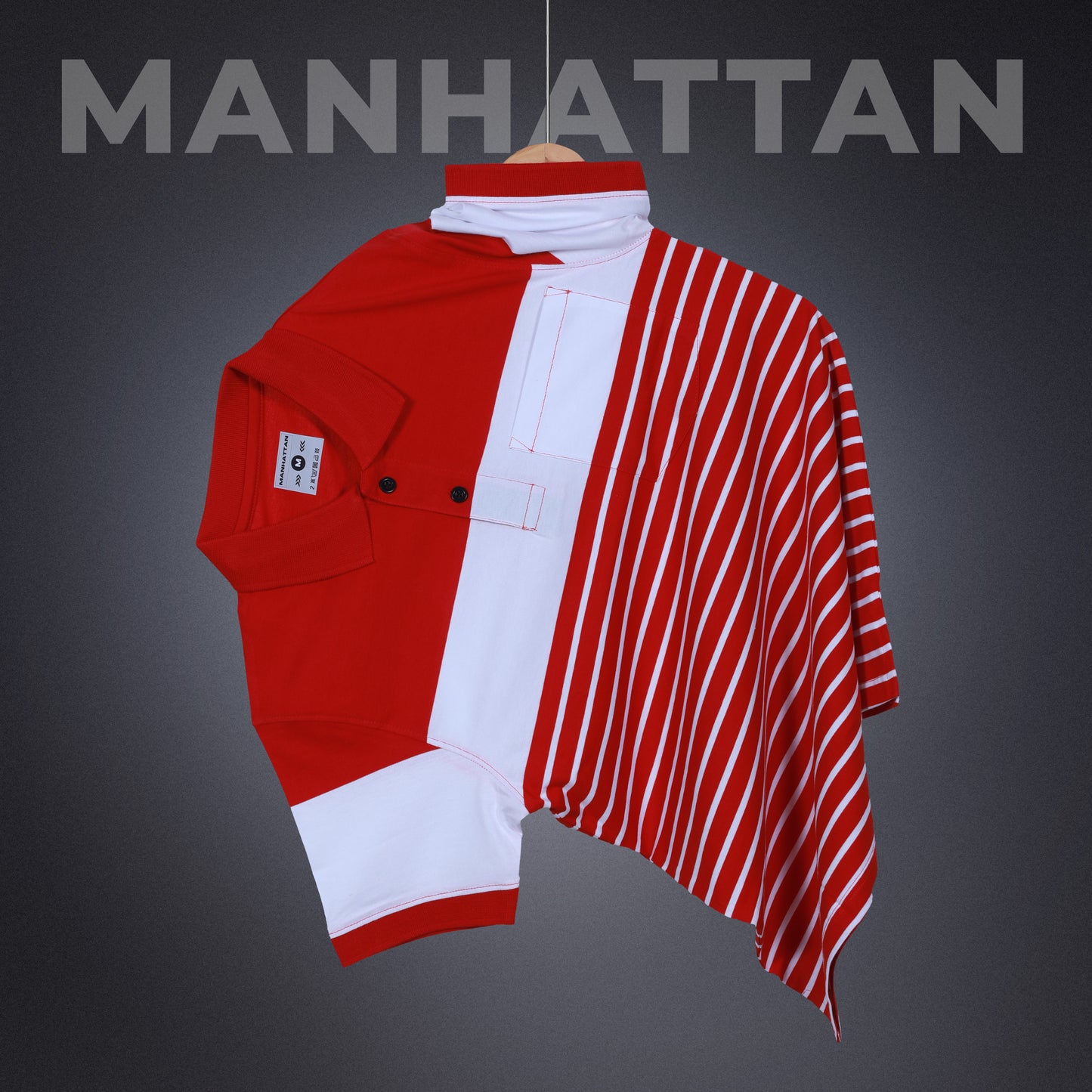 Premium Cotton Pin Striped Polo Pocket (Red/White Stripes)