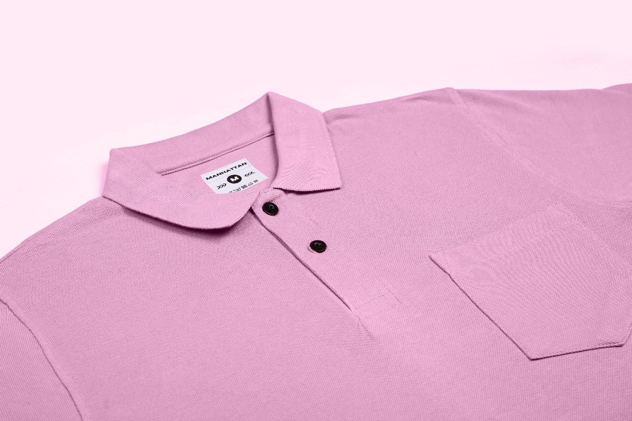 Pure Cotton Polo Pocket T Shirts (Soft Berry)