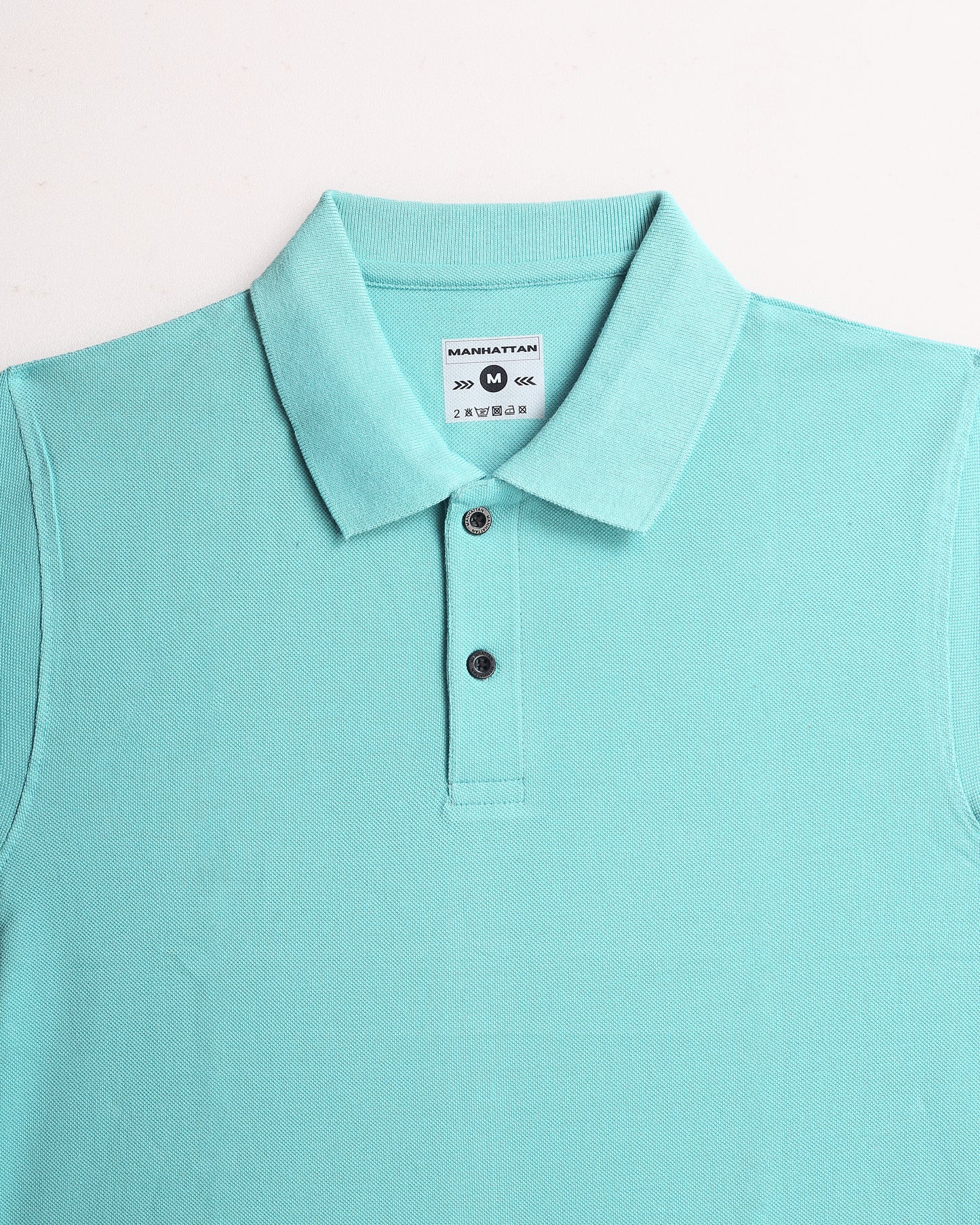 Pure Cotton Polo Plain T Shirts (Mint Blue) Without Pocket