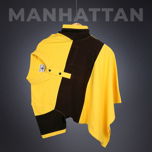 Pure Cotton Polo Pocket T shirts (Yellow/Coffee) Cut & Sew