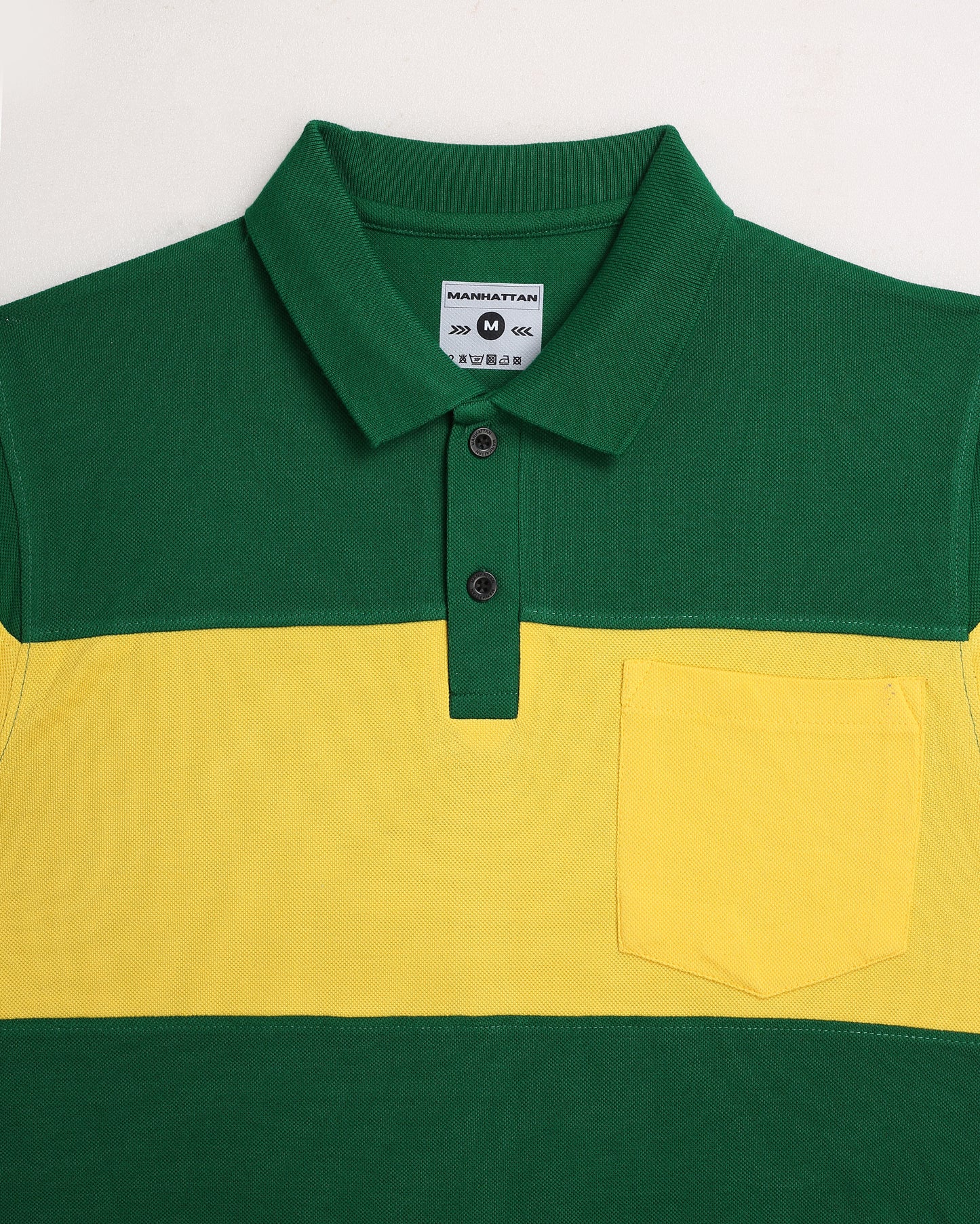 Pure Cotton Polo Pocket T shirts (Yellow/Green) Cut & Sew