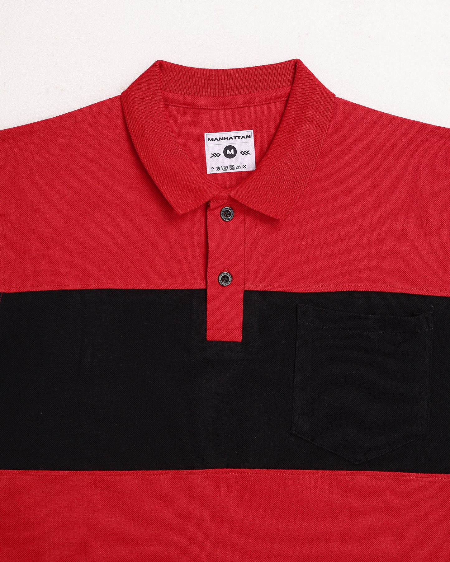 Pure Cotton Polo Pocket T shirts (Red/Black) Cut & Sew
