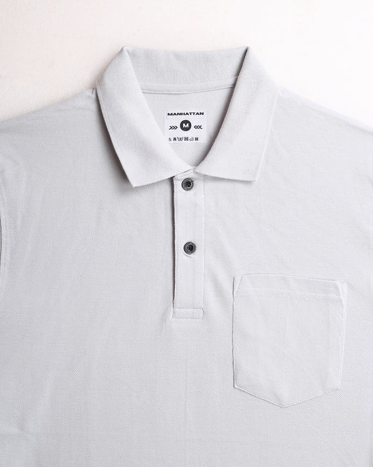 Pure Cotton Polo Pocket T shirts (Pearl Grey)