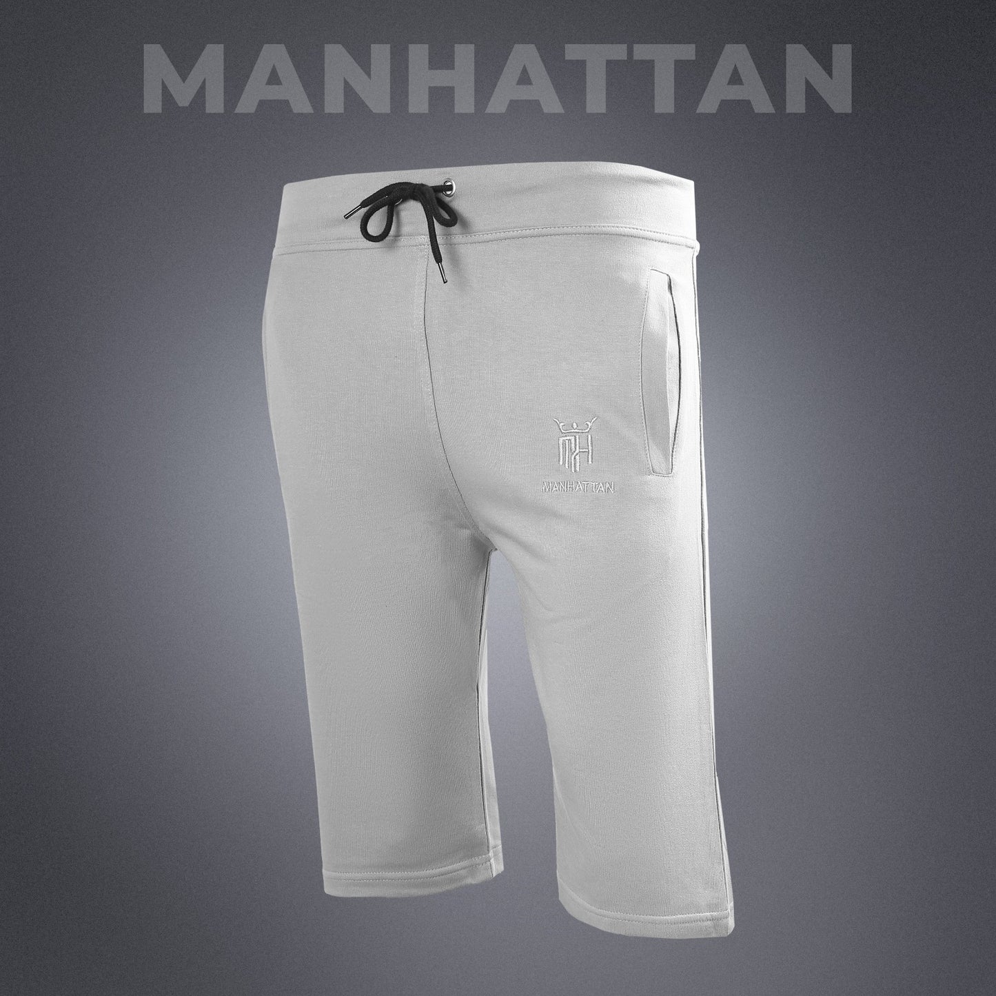 Premium Cotton Cement Grey 3/4 Shorts Regular Fit