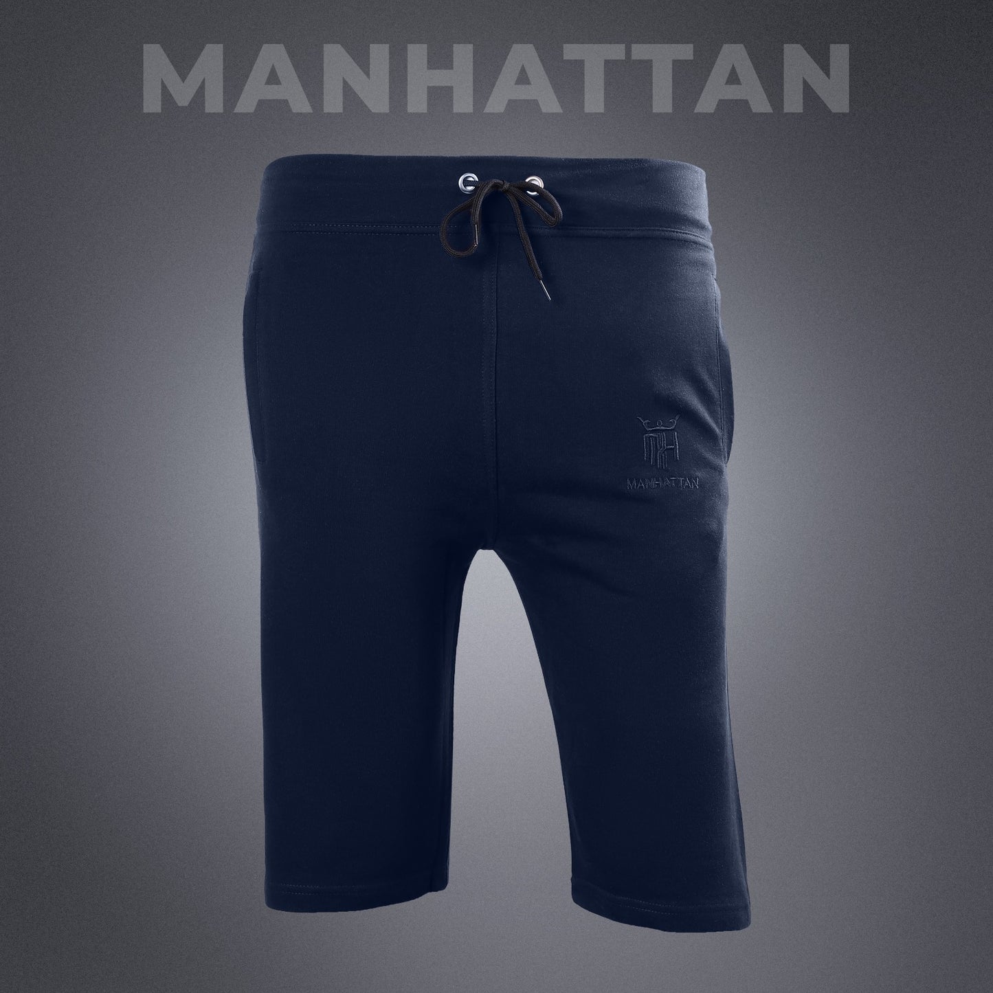 Premium Cotton Navy Blue 3/4 Shorts Regular Fit