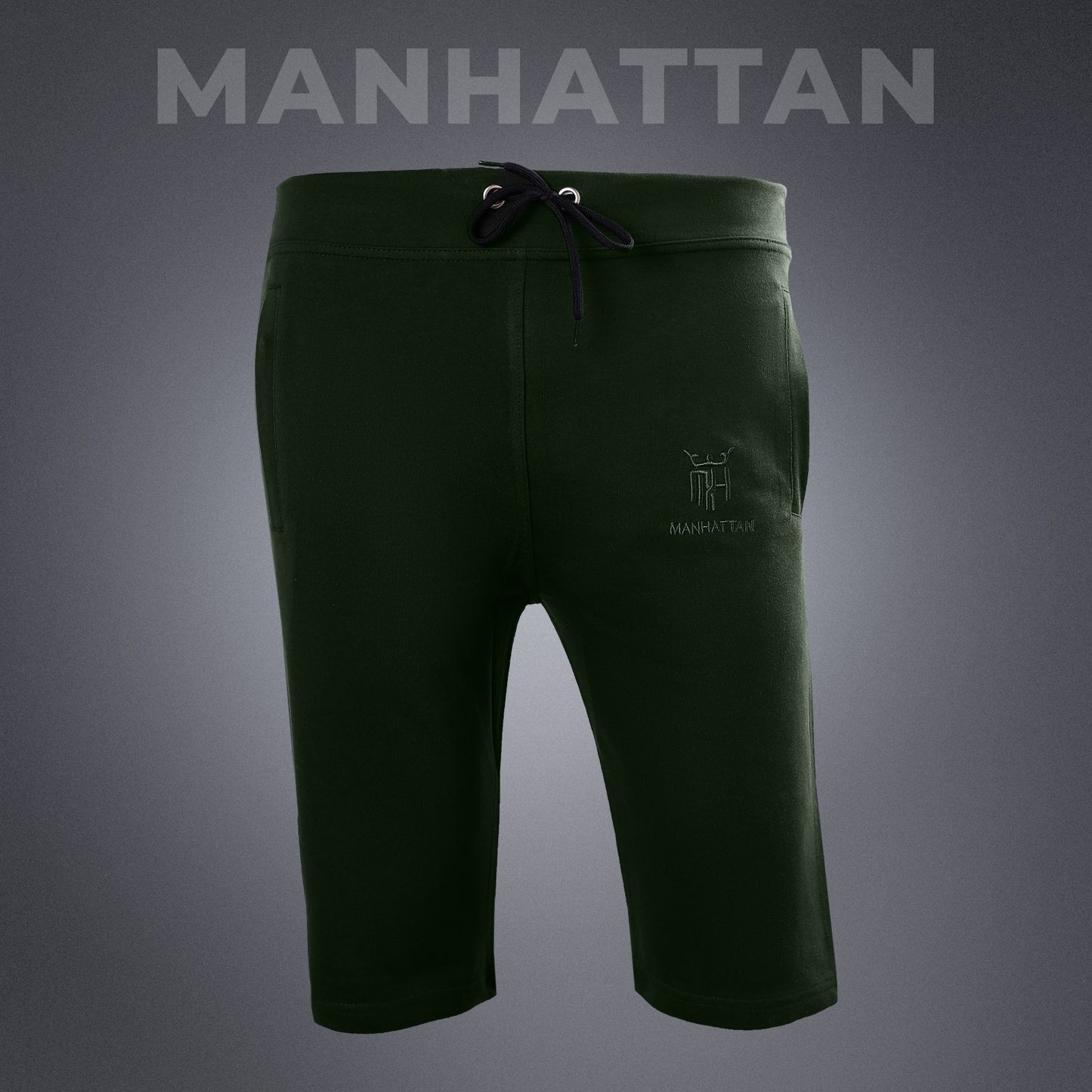 Premium Cotton Military Green 3/4 Shorts Regular Fit
