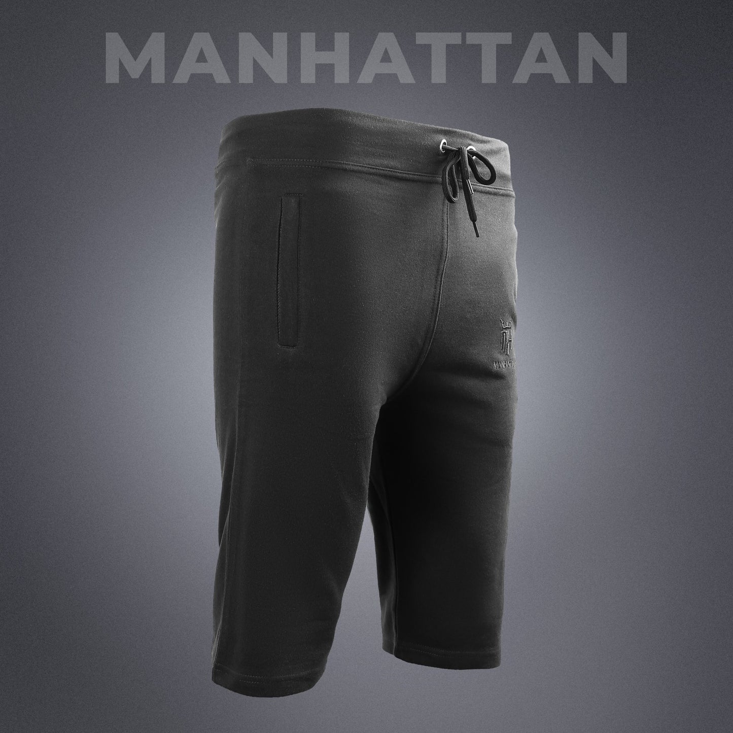 Premium Cotton Black 3/4 Shorts Regular Fit