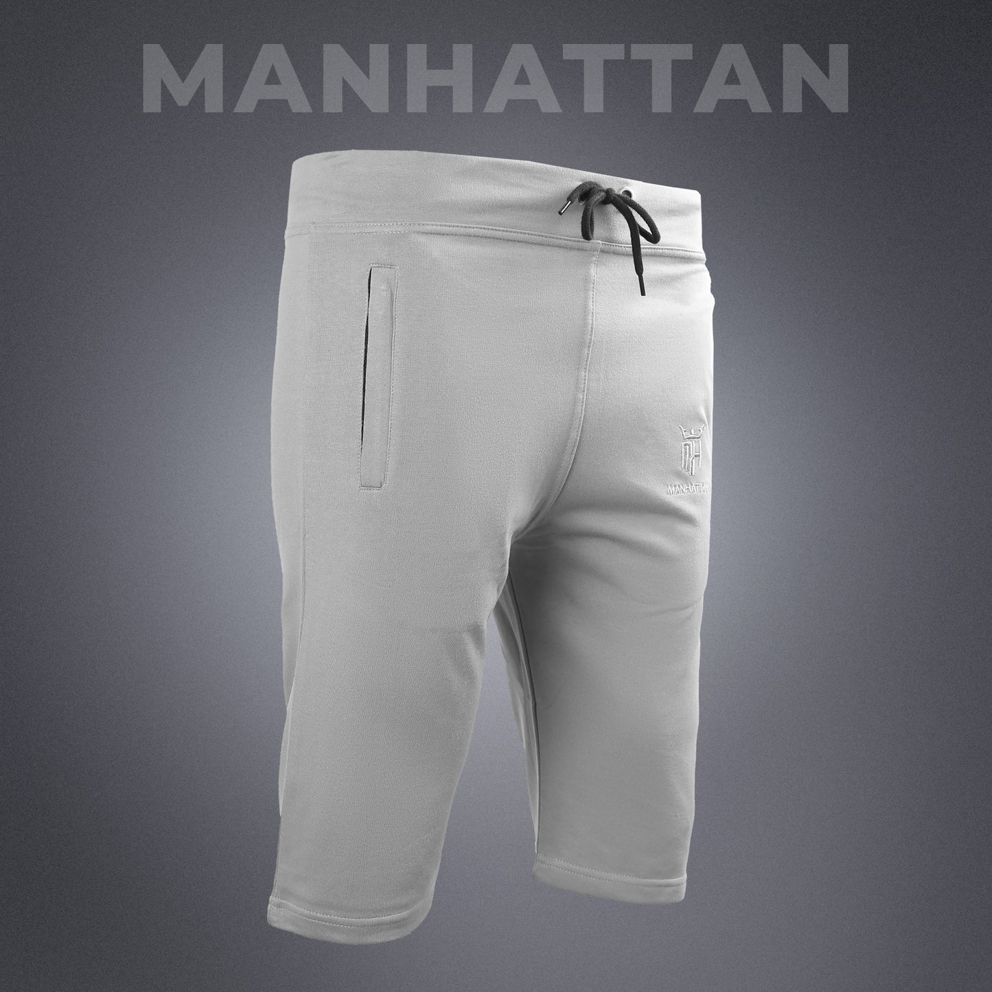 Premium Cotton Cement Grey 3/4 Shorts Regular Fit