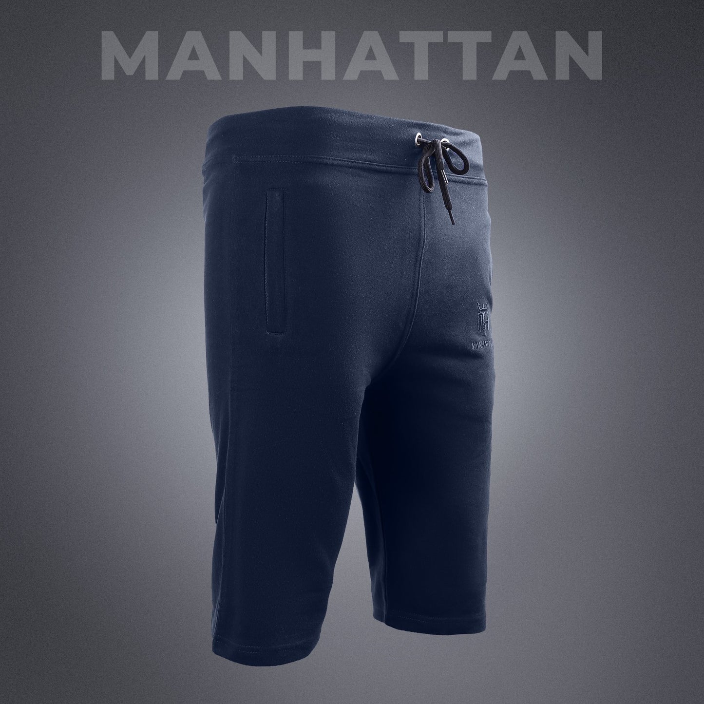 Premium Cotton Navy Blue 3/4 Shorts Regular Fit