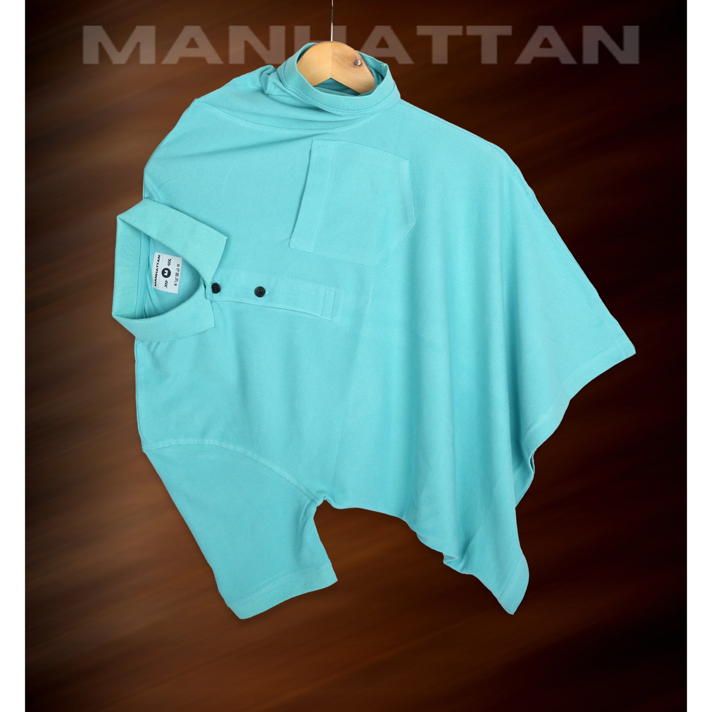 Pure Cotton Polo Pocket T shirts (Mint Blue)