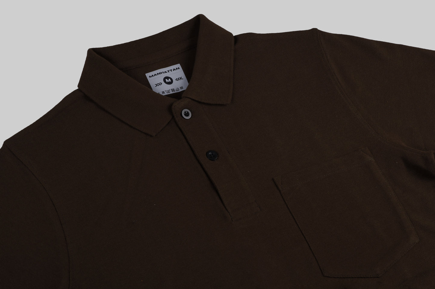 Pure Cotton Polo Pocket T Shirt (Coffee Brown)