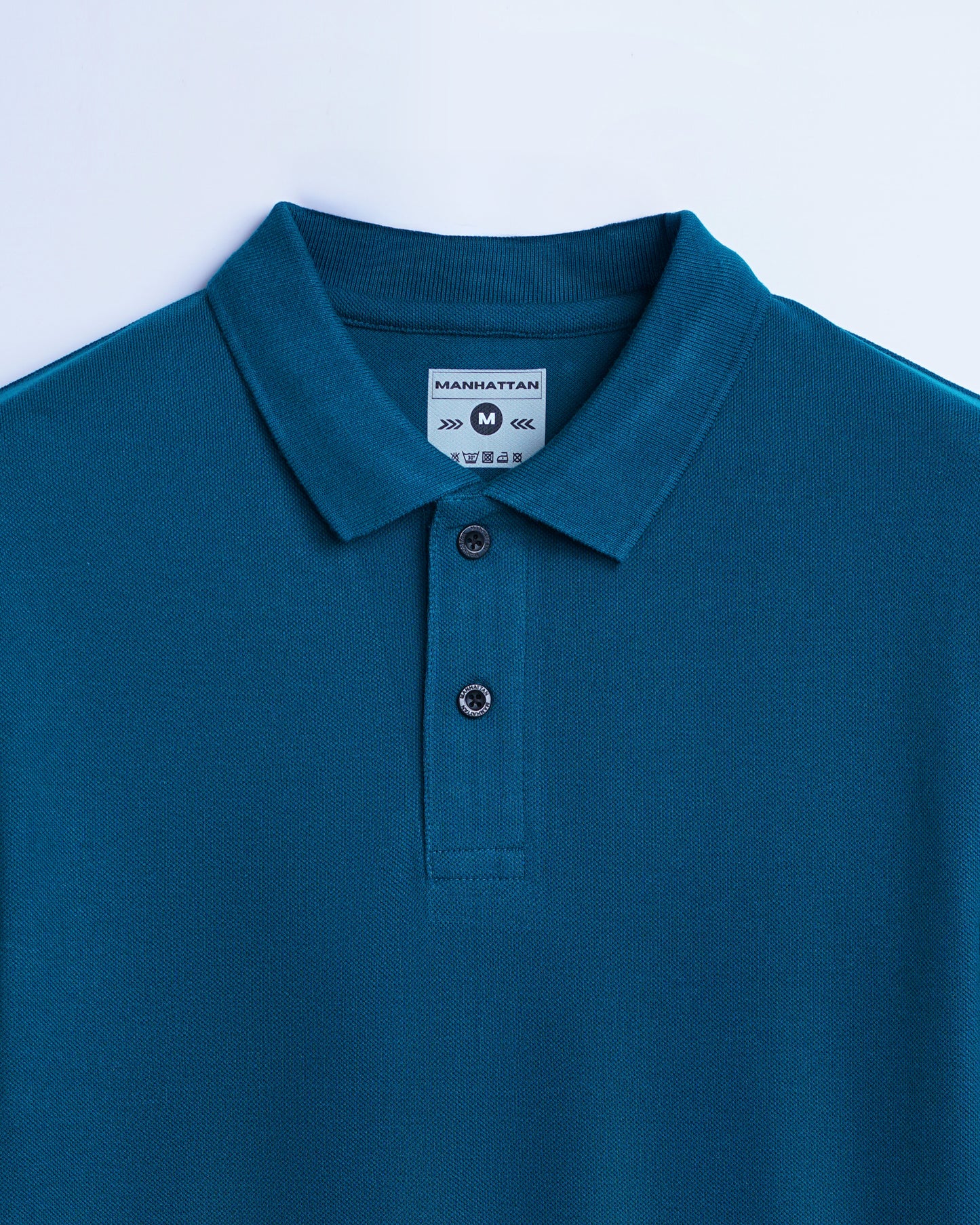 Cotton Polo Full Sleeve Unisex Teal Green Without Pocket