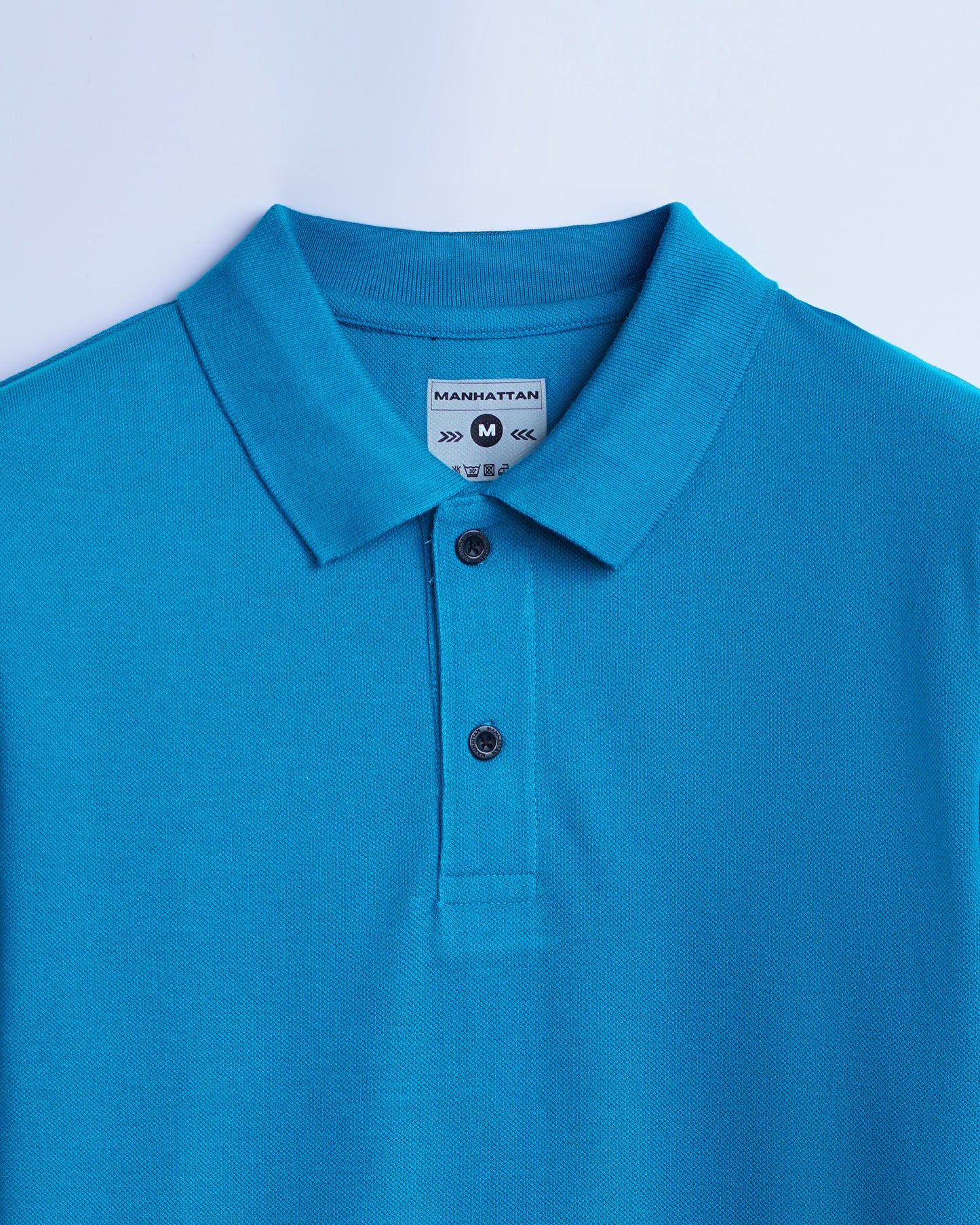 Cotton Polo Full Sleeve Unisex Turquoise Blue Without Pocket