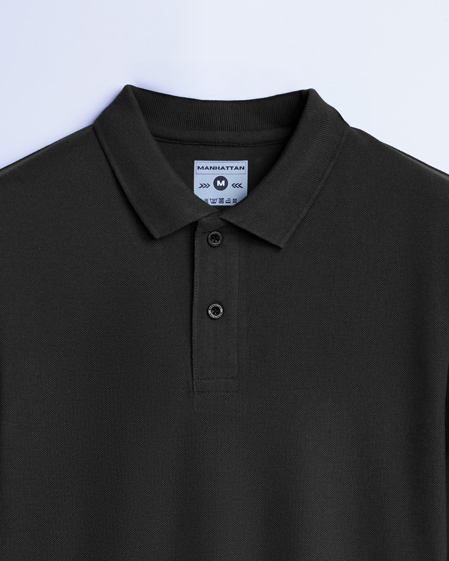 Cotton Polo Full Sleeve Unisex Black Without Pocket