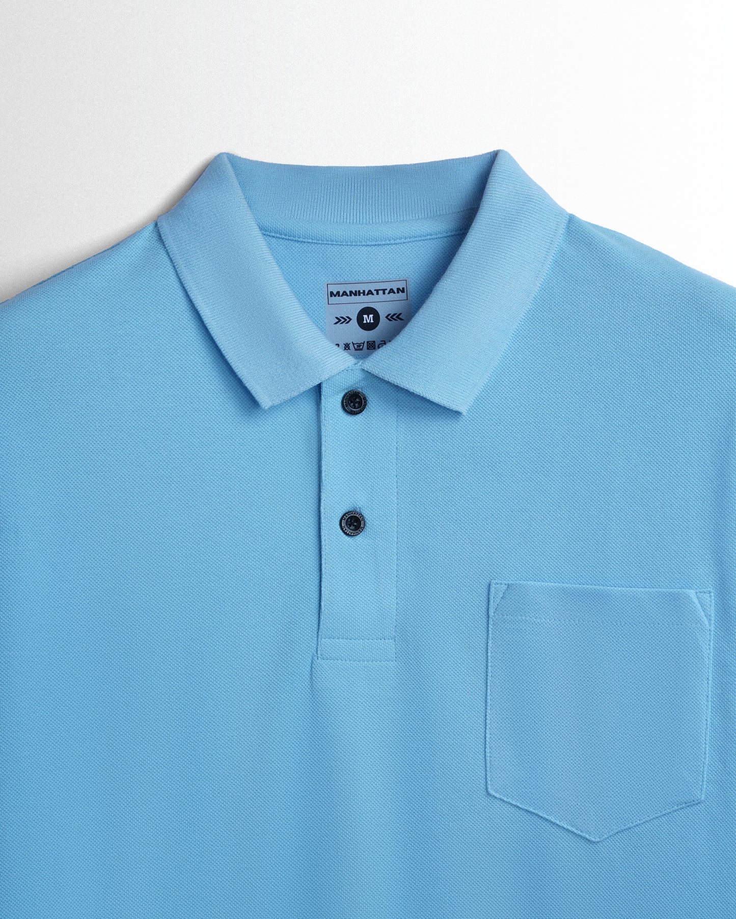 Cotton Polo Full Sleeve Pocket Unisex Sky Blue