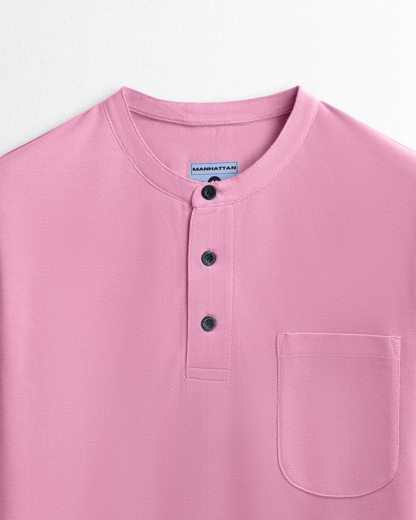 Pure Cotton Henley Pocket T shirts (Pink)