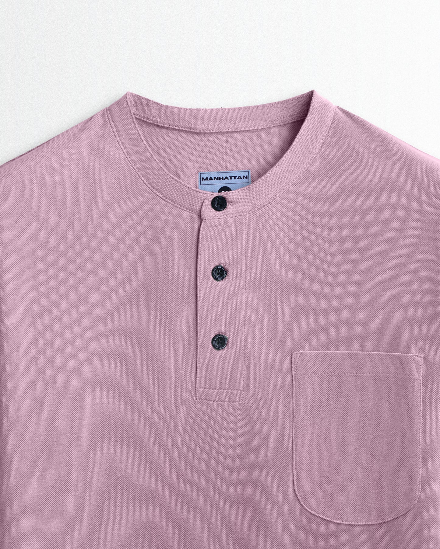 Pure Cotton Henley Pocket T shirts (Soft Berry)